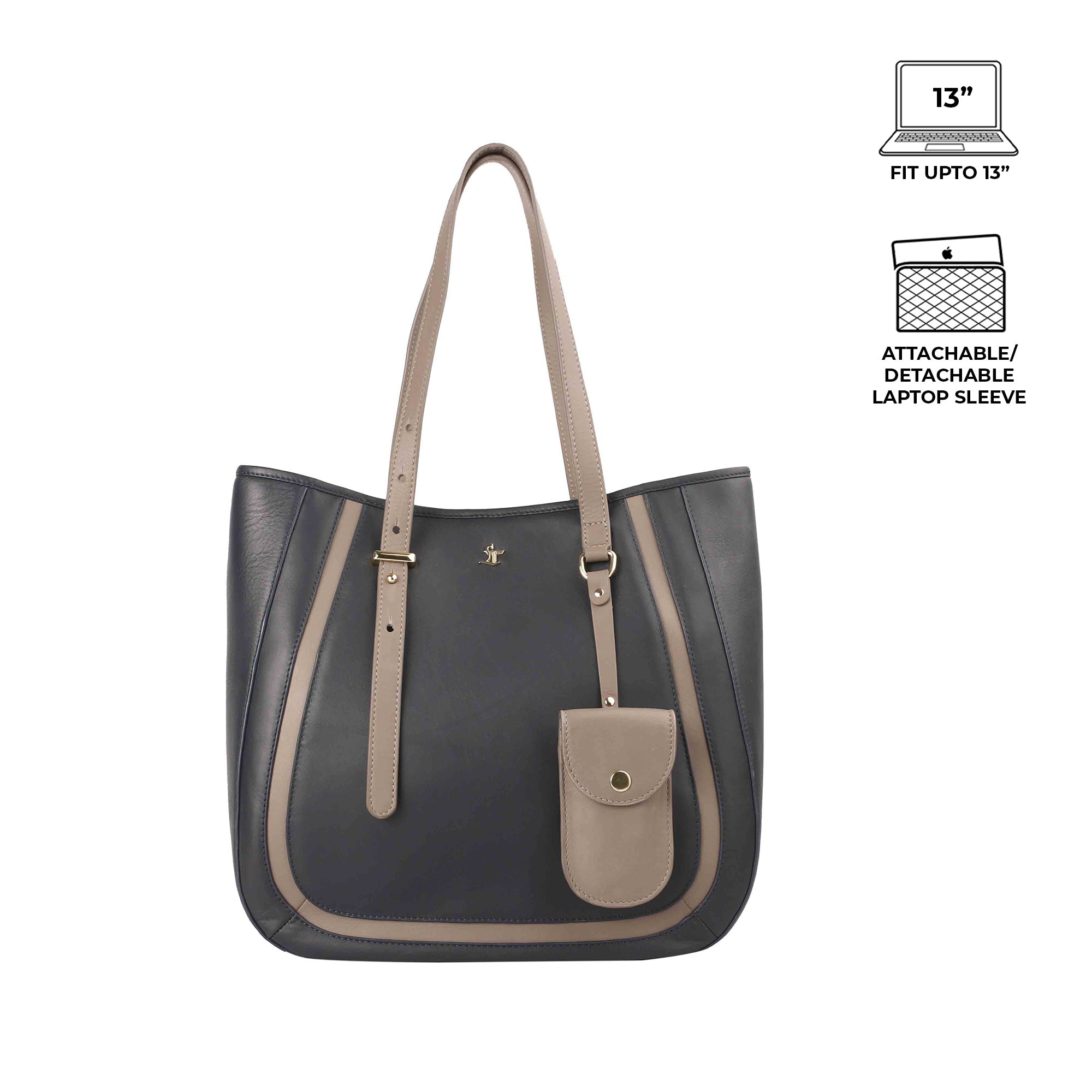 Georgia Collection | Genuine Leather Tote Bags For Women | Leather Handbags | Ideal For Office, College & Travel | Colour - Blue, Black, Brown, Tan Leather Talks