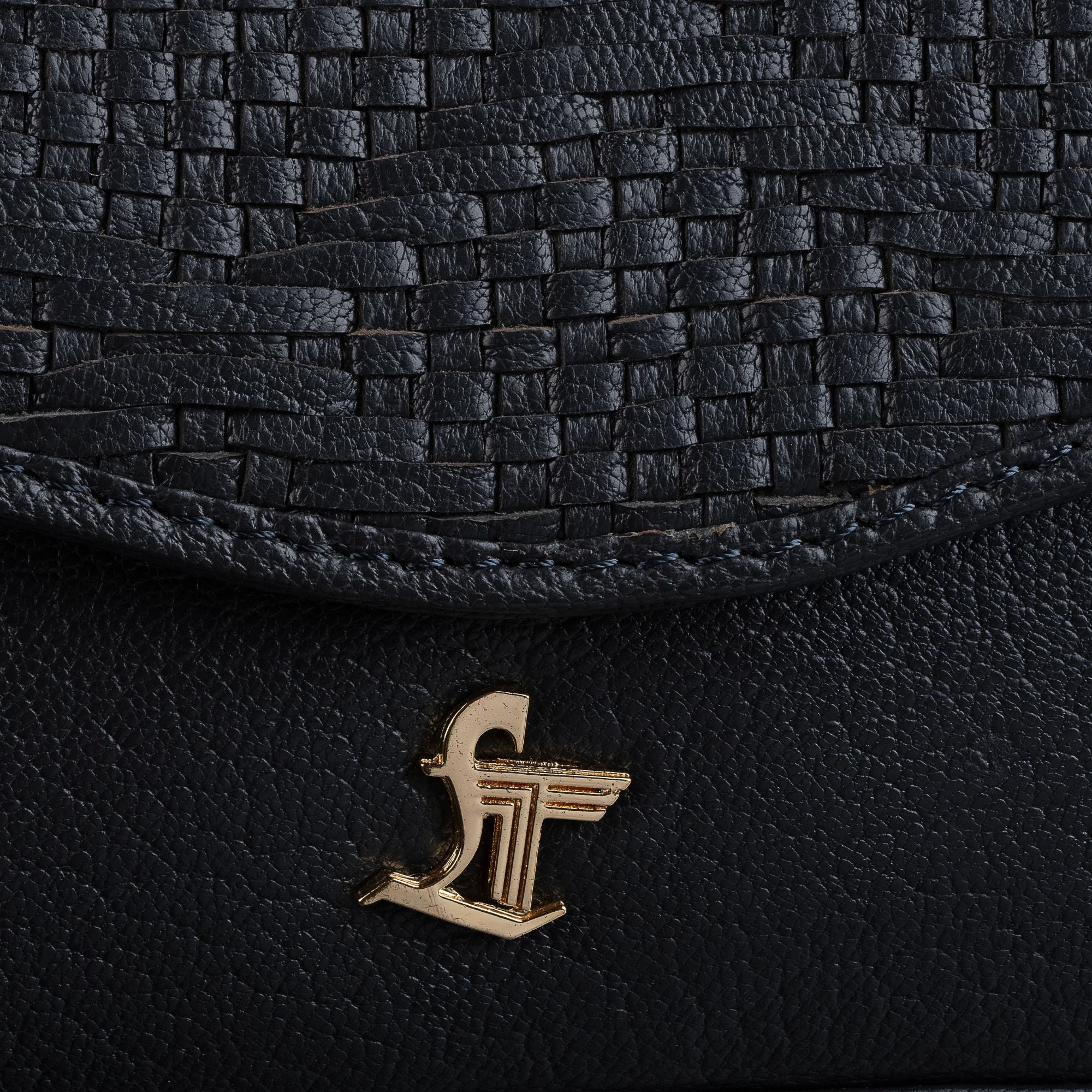 Genuine Leather Sling Bag for Women | Hand-Woven Crossbody Bag | Two Looks in One | Luxury Mini Shoulder Bag for Evening & Casual Wear | Color: Black Leather Talks