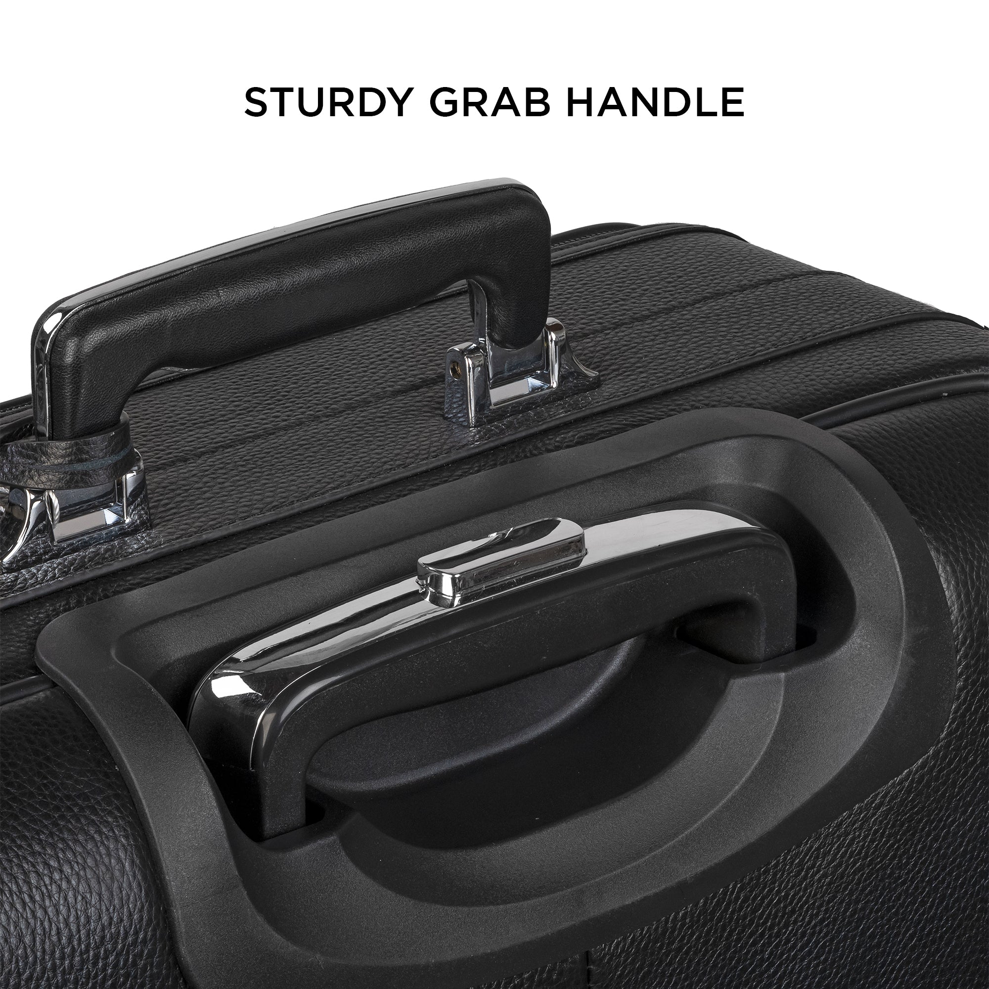 Black Genuine Leather Travel Trolley Bag