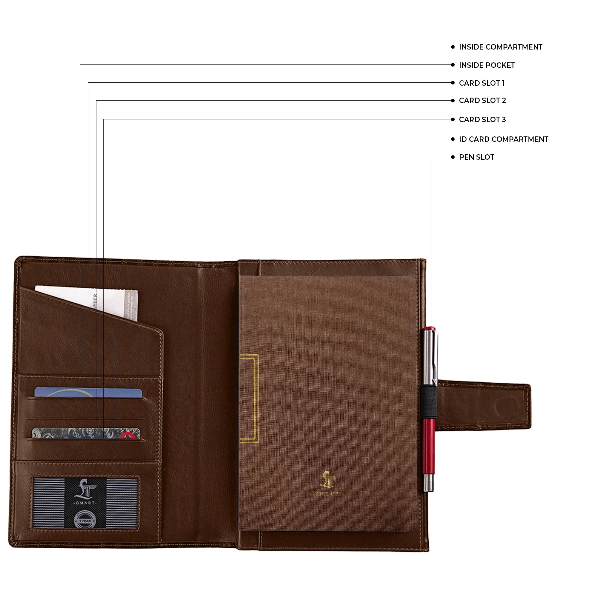 LT Smart Leather Notebook with Power Bank (5000 mAh) | Diary with Power Bank | Color: Italian VT Stripe Brown LeatherTalks