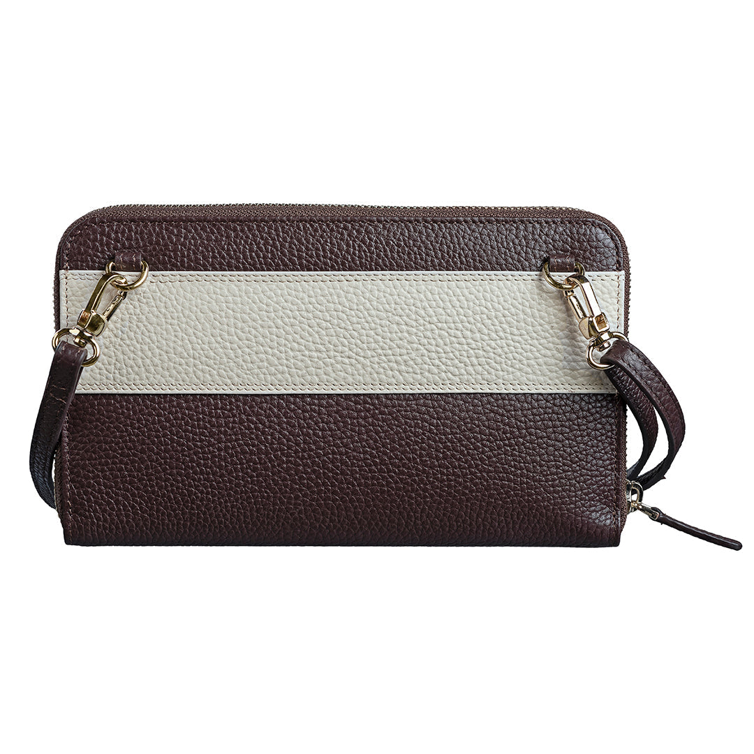 Brown Enna Clutch cum Sling Leather Ladies Wallet | RFID Safe | Premium Leather wallet for women back view