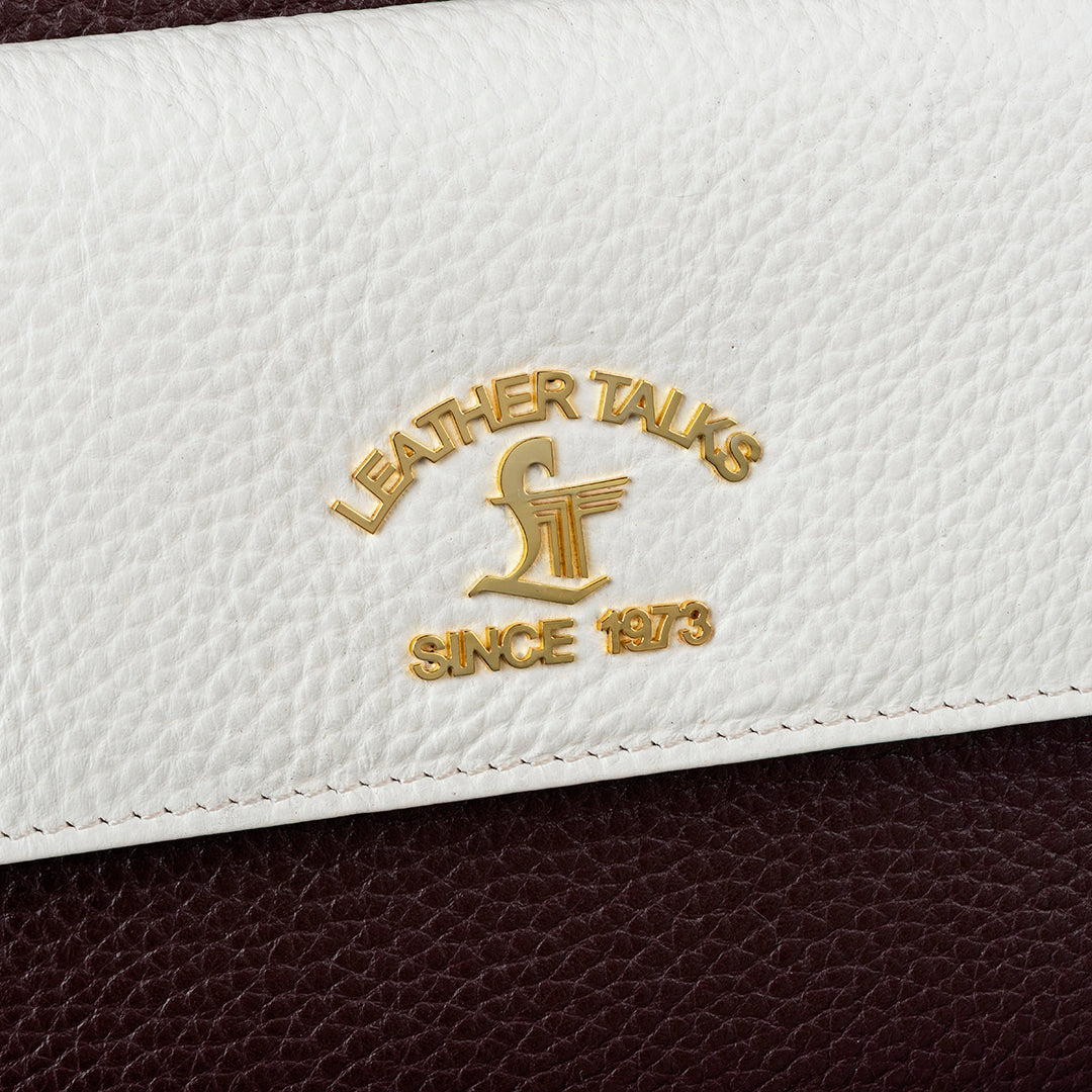 Brown Enna Clutch cum Sling Leather Ladies Wallet | RFID Safe | Premium Leather wallet for women | Leather Talks Logo and Branding