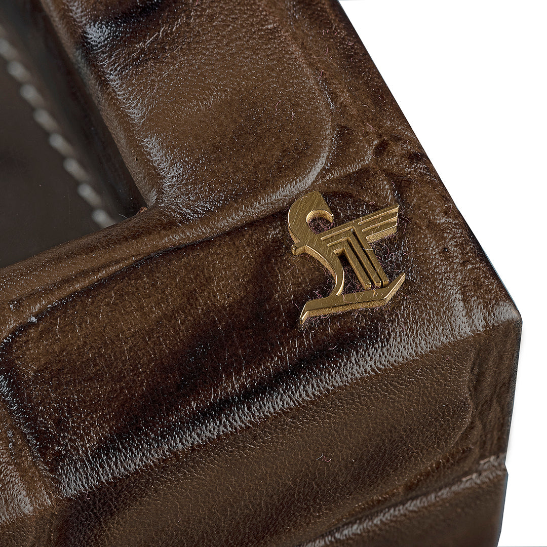 Galio Leather Watch Box / Case | 100% Genuine Leather | Can Hold 6 Watches | Acrylic Glass Top | Color: Brown