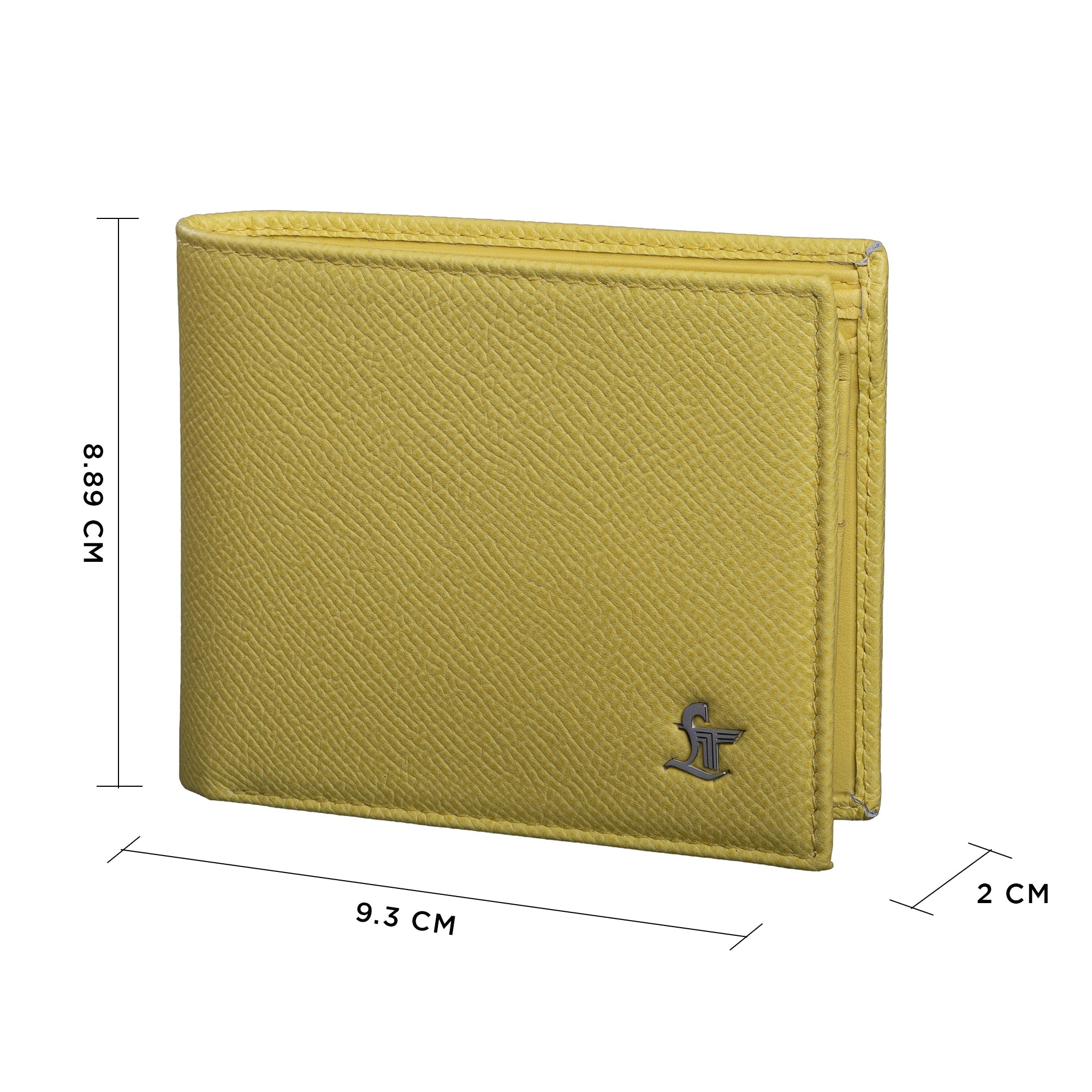 Genuine leather men’s bi-fold wallet angled side view showing fine craftsmanship