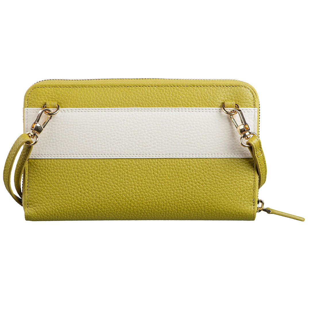 Lemon Green Enna Clutch cum Sling Leather Ladies Wallet | RFID Safe | Premium Leather wallet for women