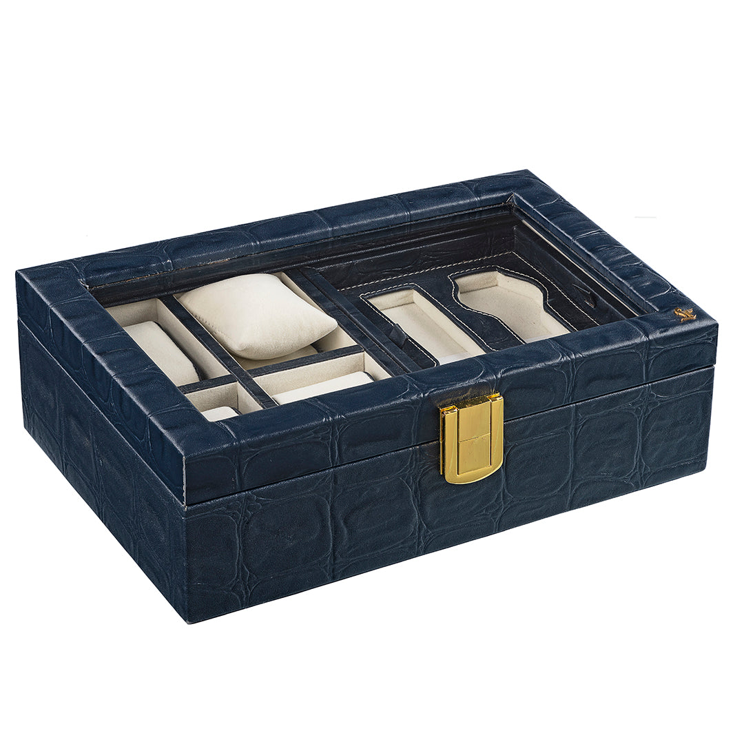 Galio Watch Box for Men & Women | 100% Genuine Leather | Color: Blue