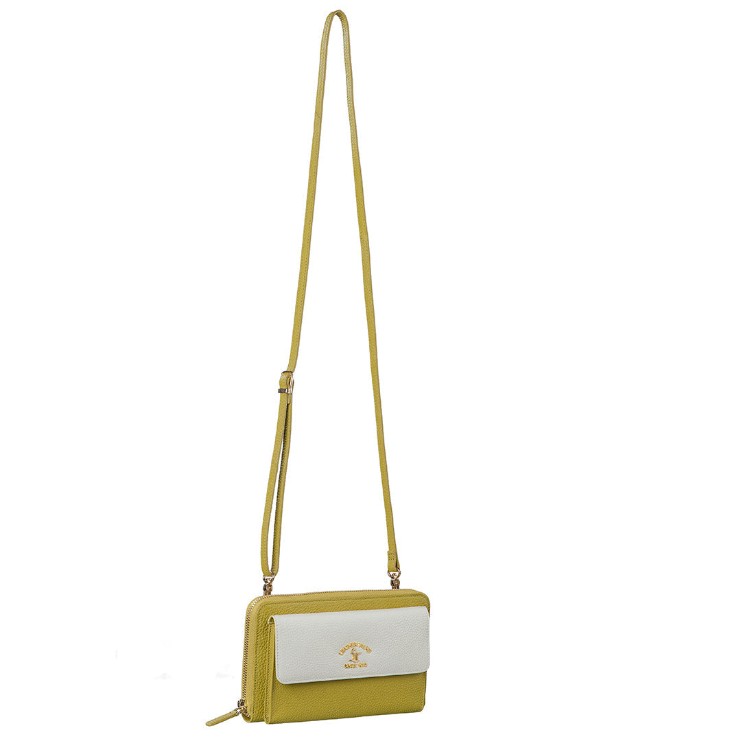 Lemon Green Enna Clutch cum Sling Leather Ladies Wallet