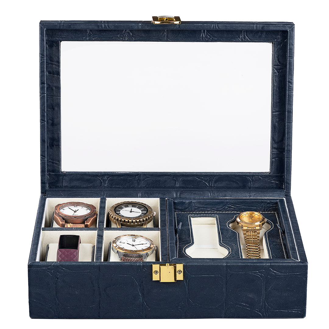 Galio Watch Box for Men & Women | 100% Genuine Leather | Color: Blue