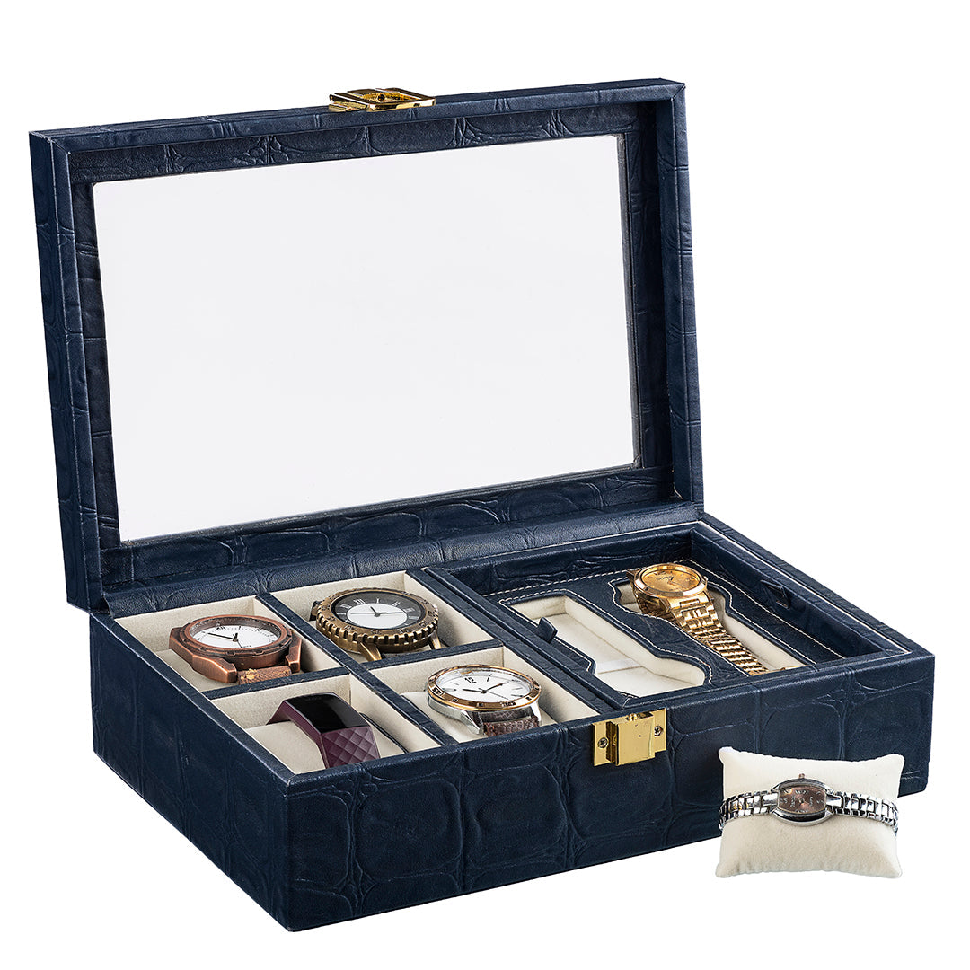 Galio Watch Box for Men & Women | 100% Genuine Leather | Color: Blue