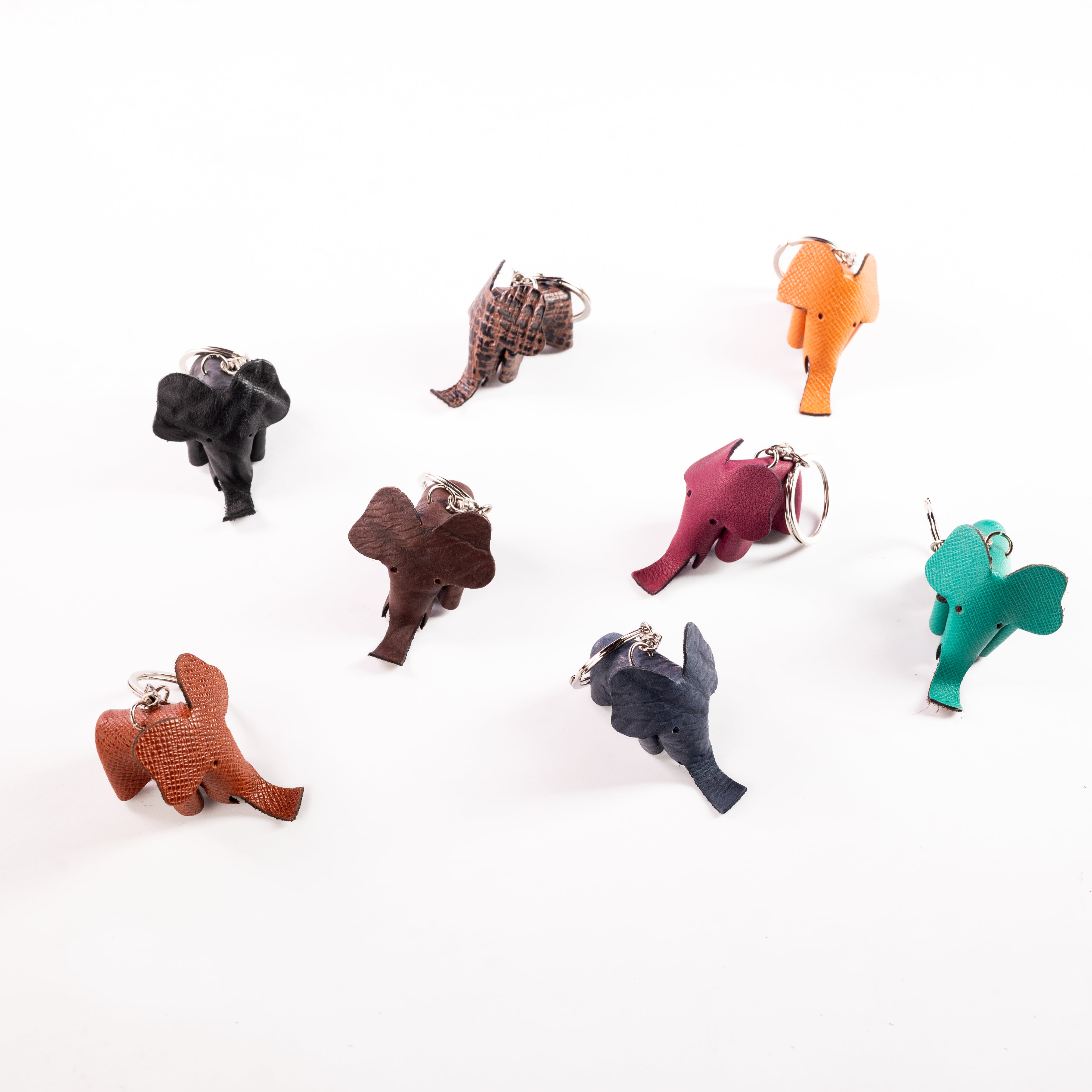 assorted key rings in genuine leather