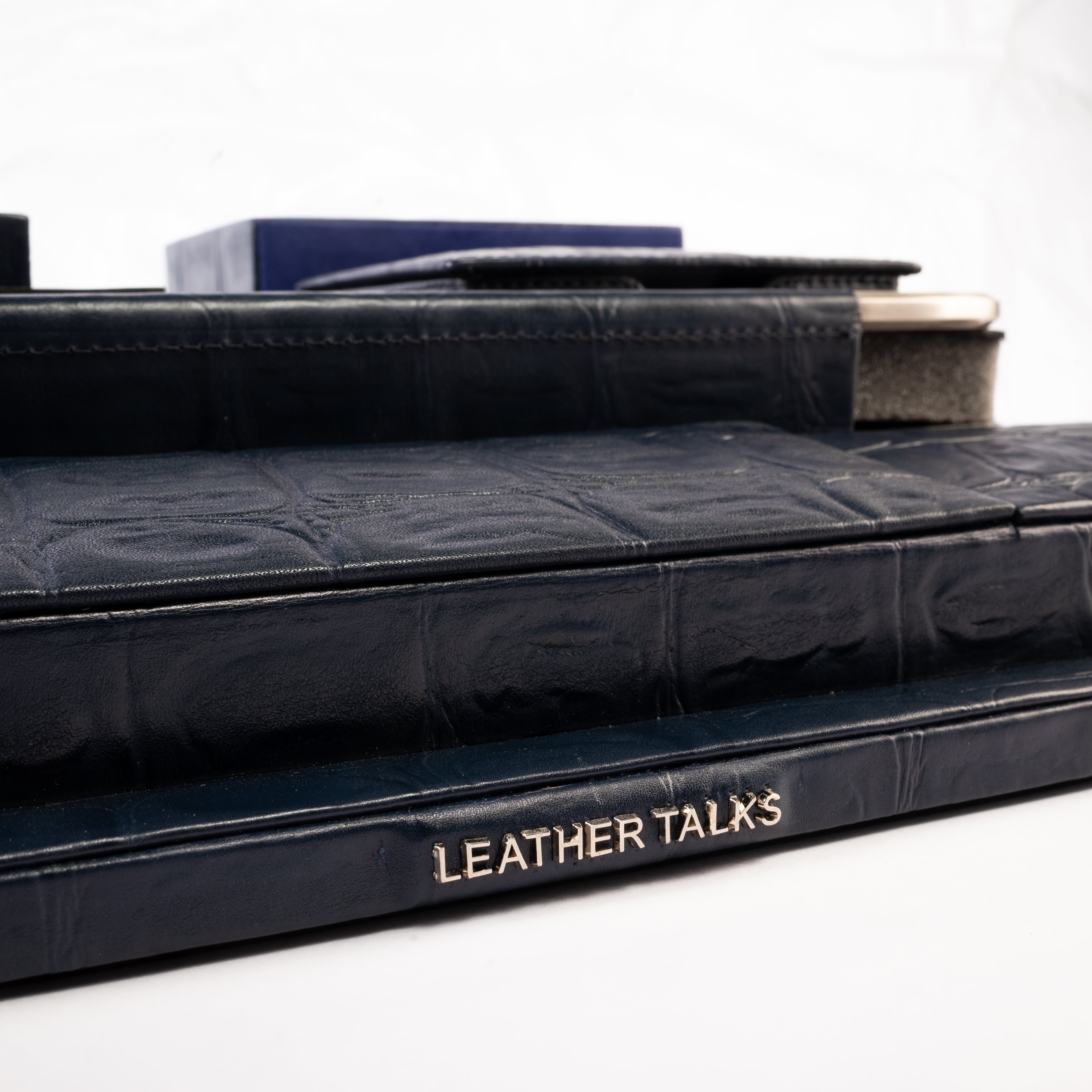 Leather Office Desktop Planner / Organizer Set Maximize Productivity Leather Talks