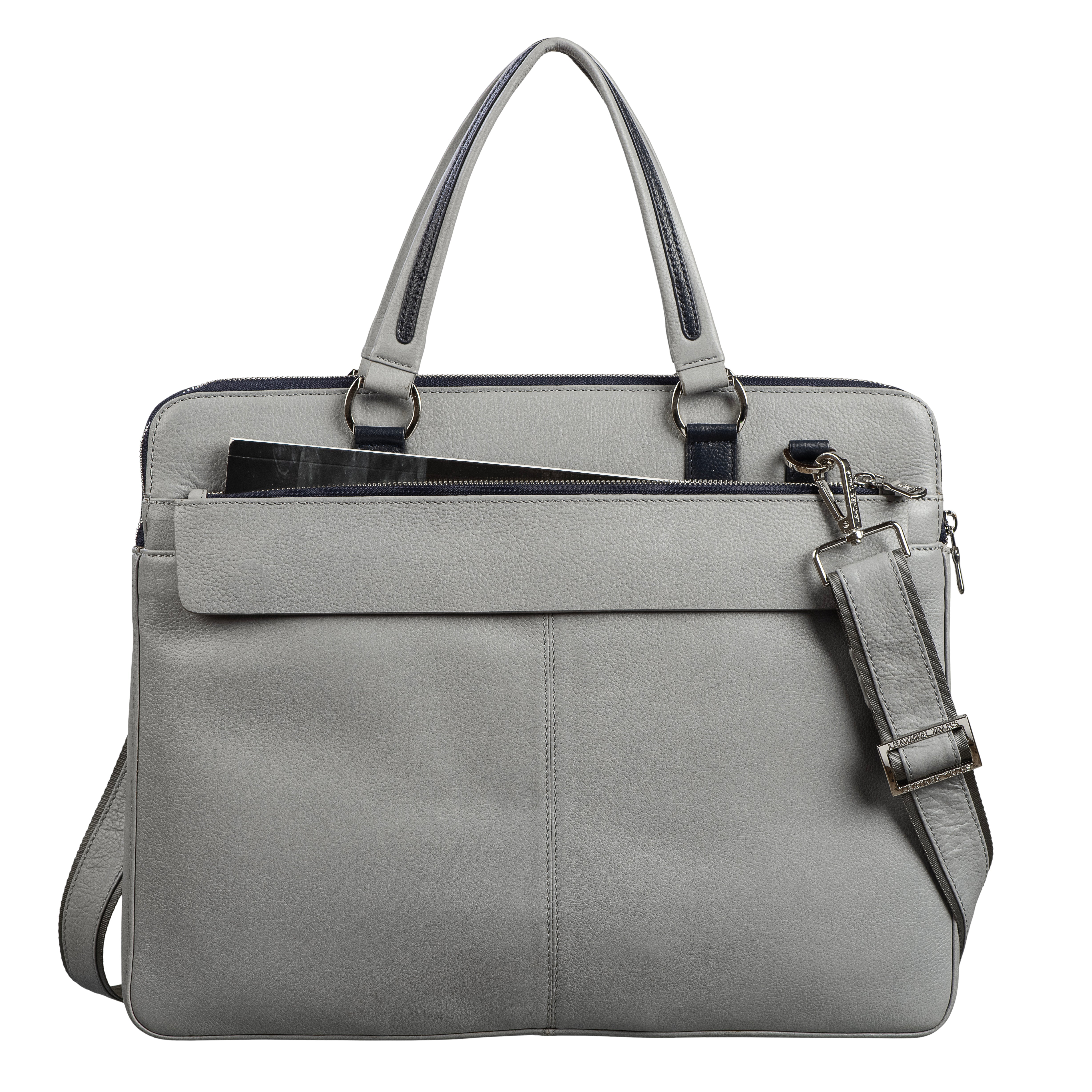 Kripto Genuine Leather Laptop Bag | Leather Folio bag | Office Bag for Men | Color: Grey LeatherTalks
