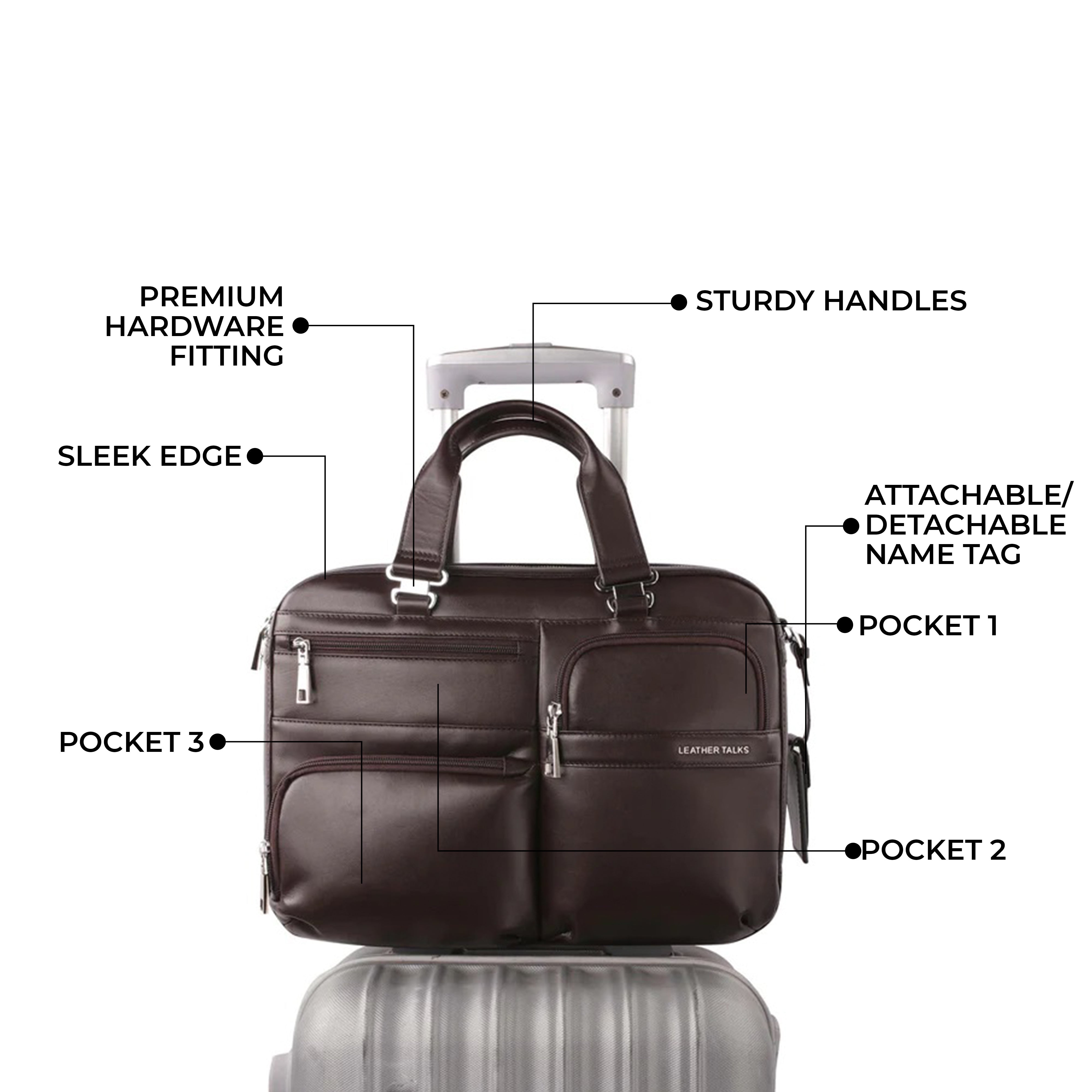 Jacob | Leather Briefcase For Men | 100% Genuine Leather | For Office Use | Colour: Brown