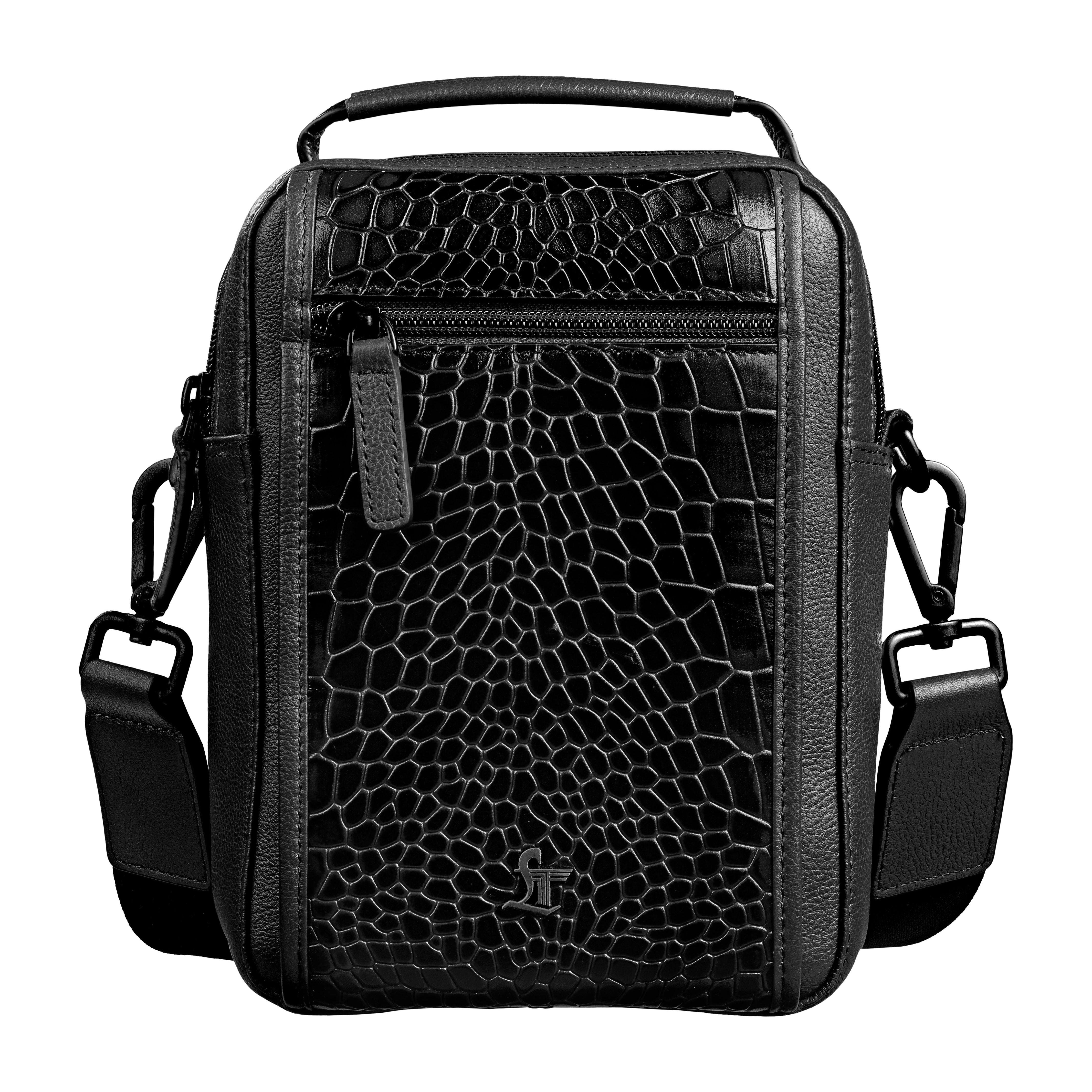 Men's Bag VIII | Leather Messenger Bag – Stylish, Durable, & Premium Laptop Bag for Work | Colour : Black Leather Talks