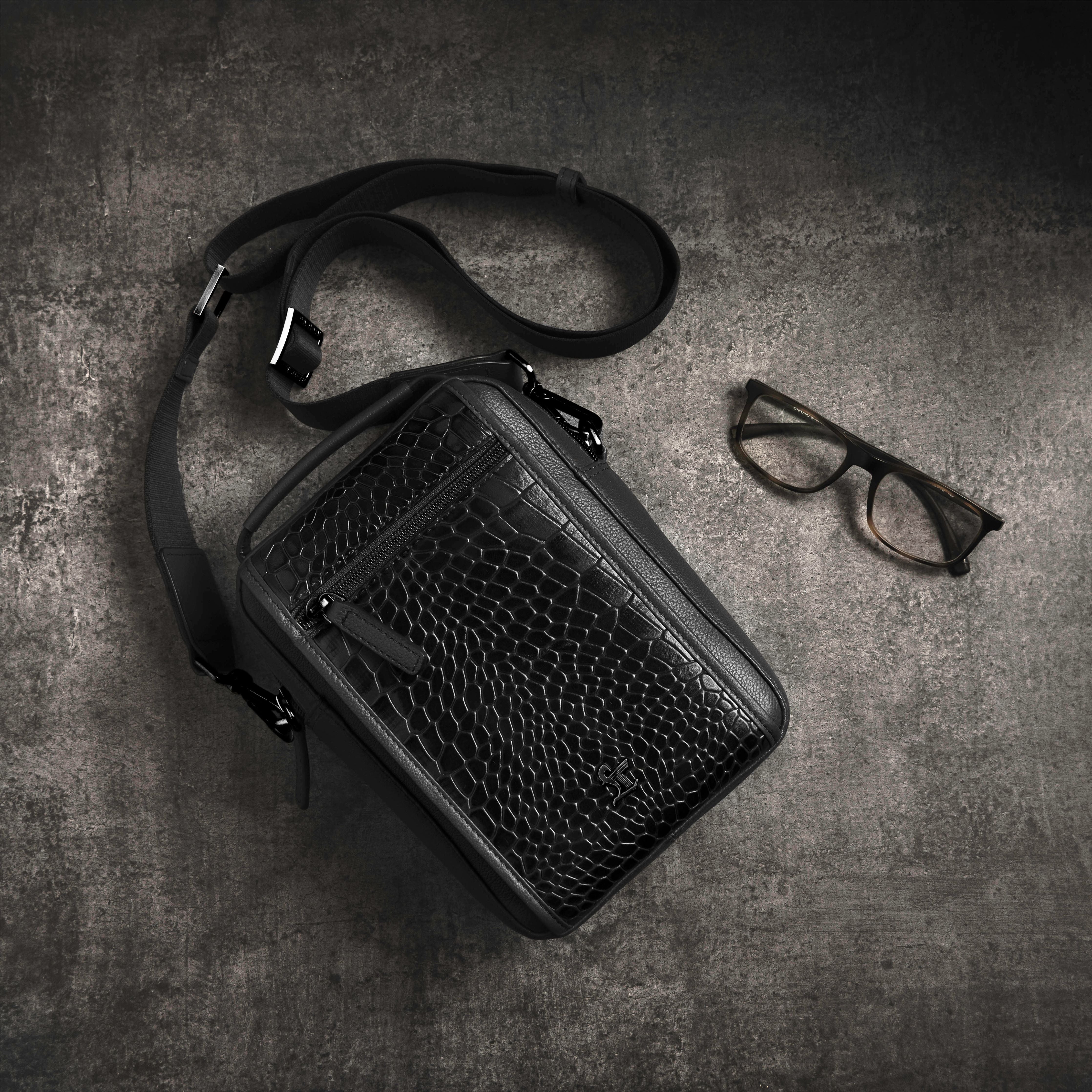 Men's Bag VIII | Leather Messenger Bag – Stylish, Durable, & Premium Laptop Bag for Work | Colour : Black Leather Talks