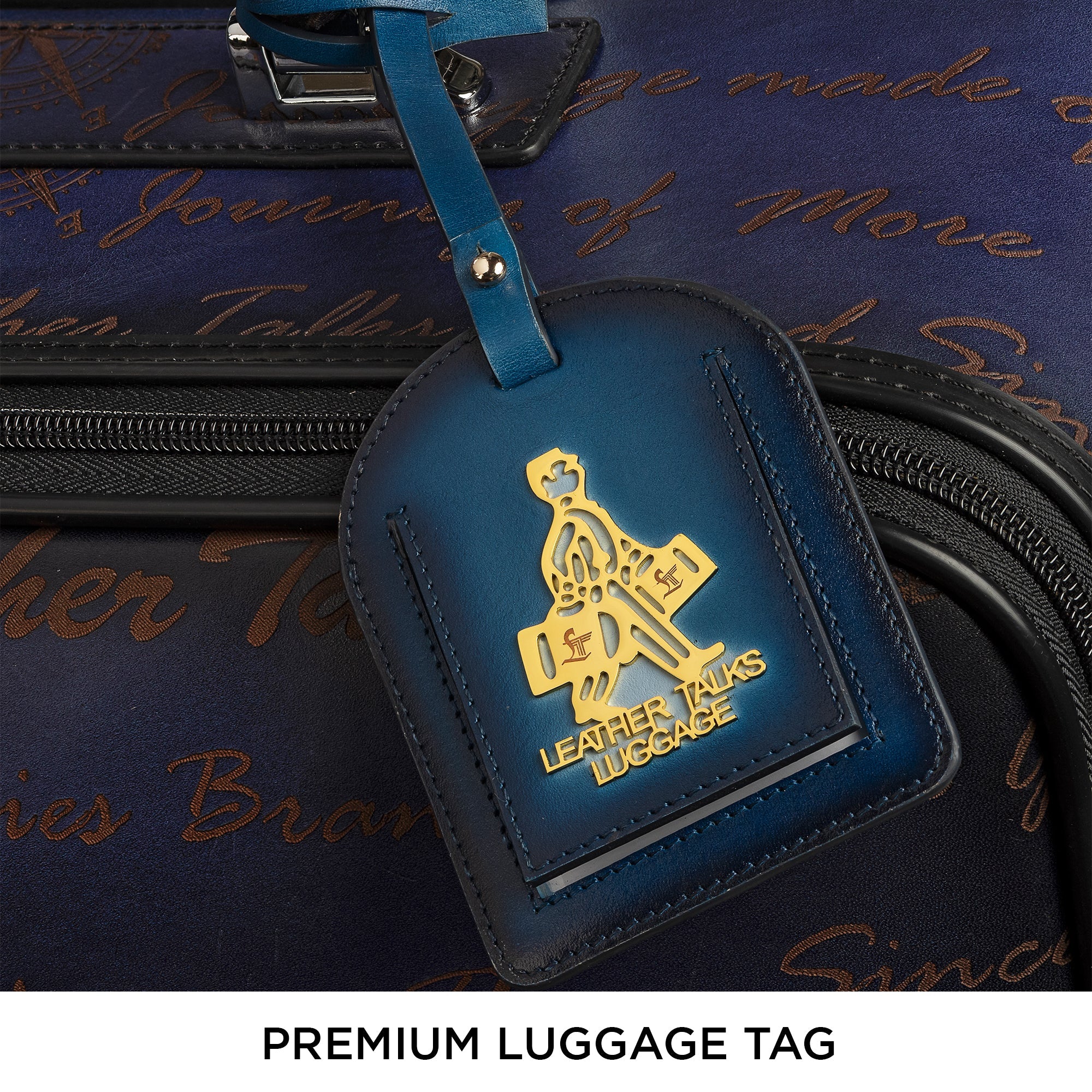 Premium Genuine Leather Blue Travel Trolley Bag Blue | Business Travel Trolley Bag | Overnighter Trolley | Cabin Luggage | Business trip trolley