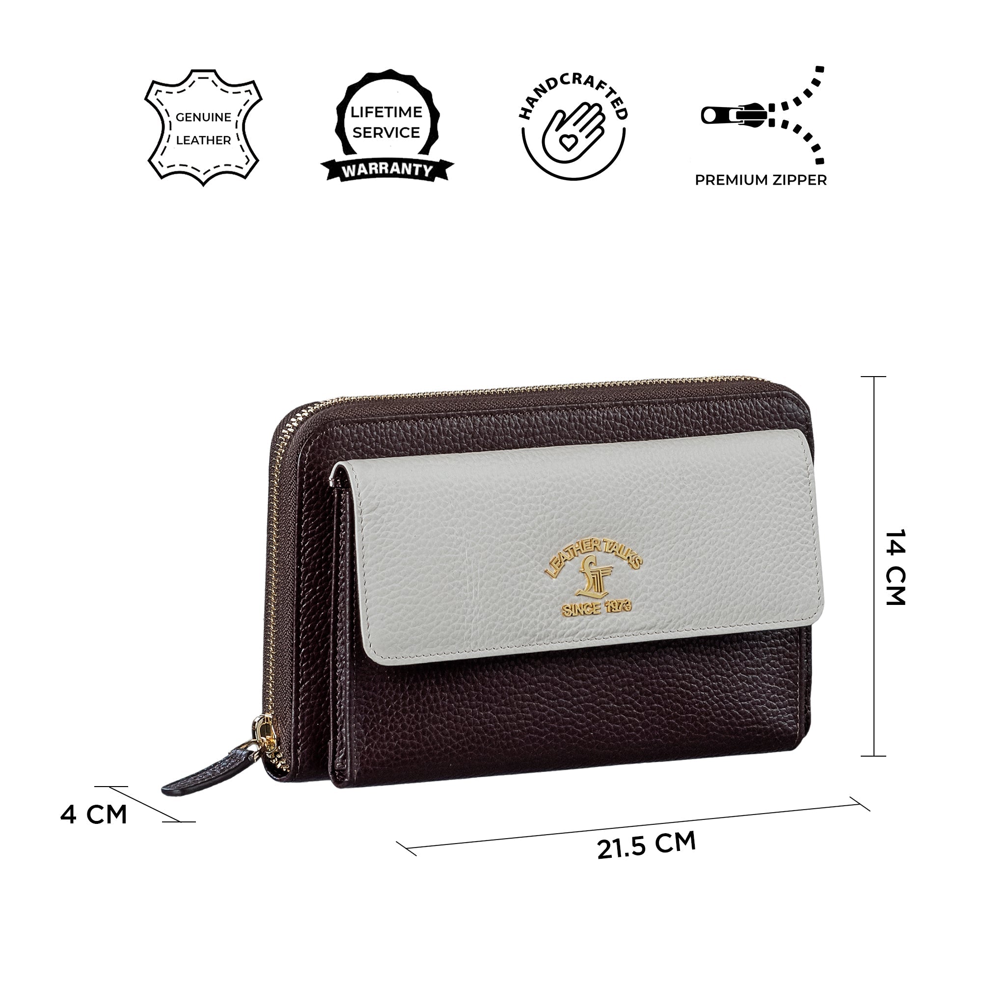 Enna Clutch cum Sling Leather Ladies Wallet | RFID Safe | Premium Leather wallet for women Dimensions