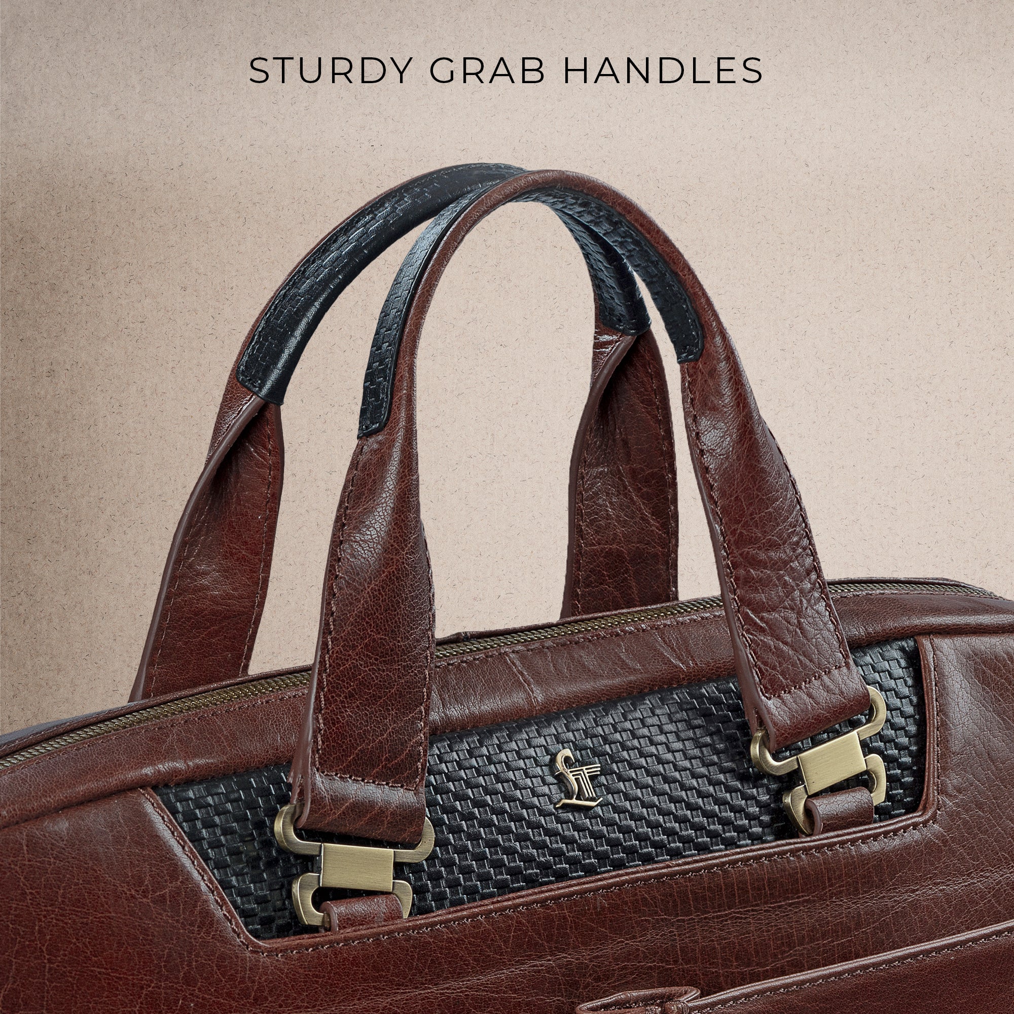 Fortune Series | Leather Portfolio Bag for Men | Single Zipper Laptop Bag | 100% Genuine Leather | Color: Cherry