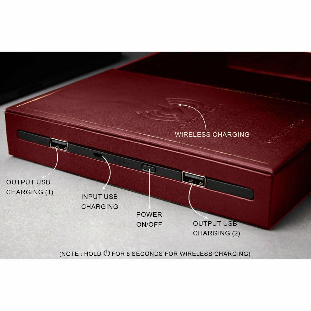LT Smart Valet Tray 2.0 with wireless charging and power bank 10000 mAh - Leather Talks