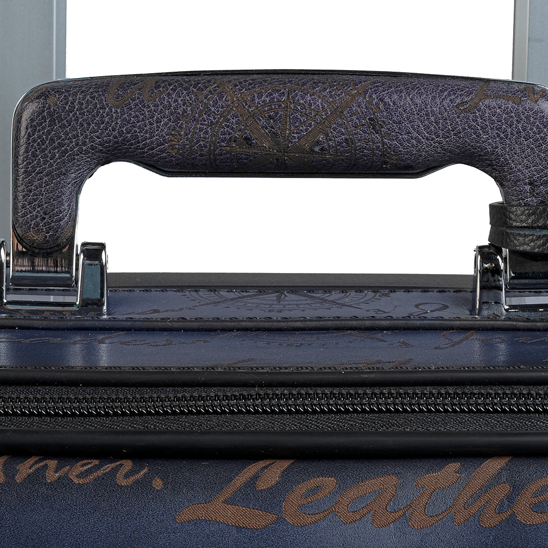 Premium Genuine Leather Blue Travel Trolley Bag Blue | Business Travel Trolley Bag | Overnighter Trolley | Cabin Luggage | Business trip trolley