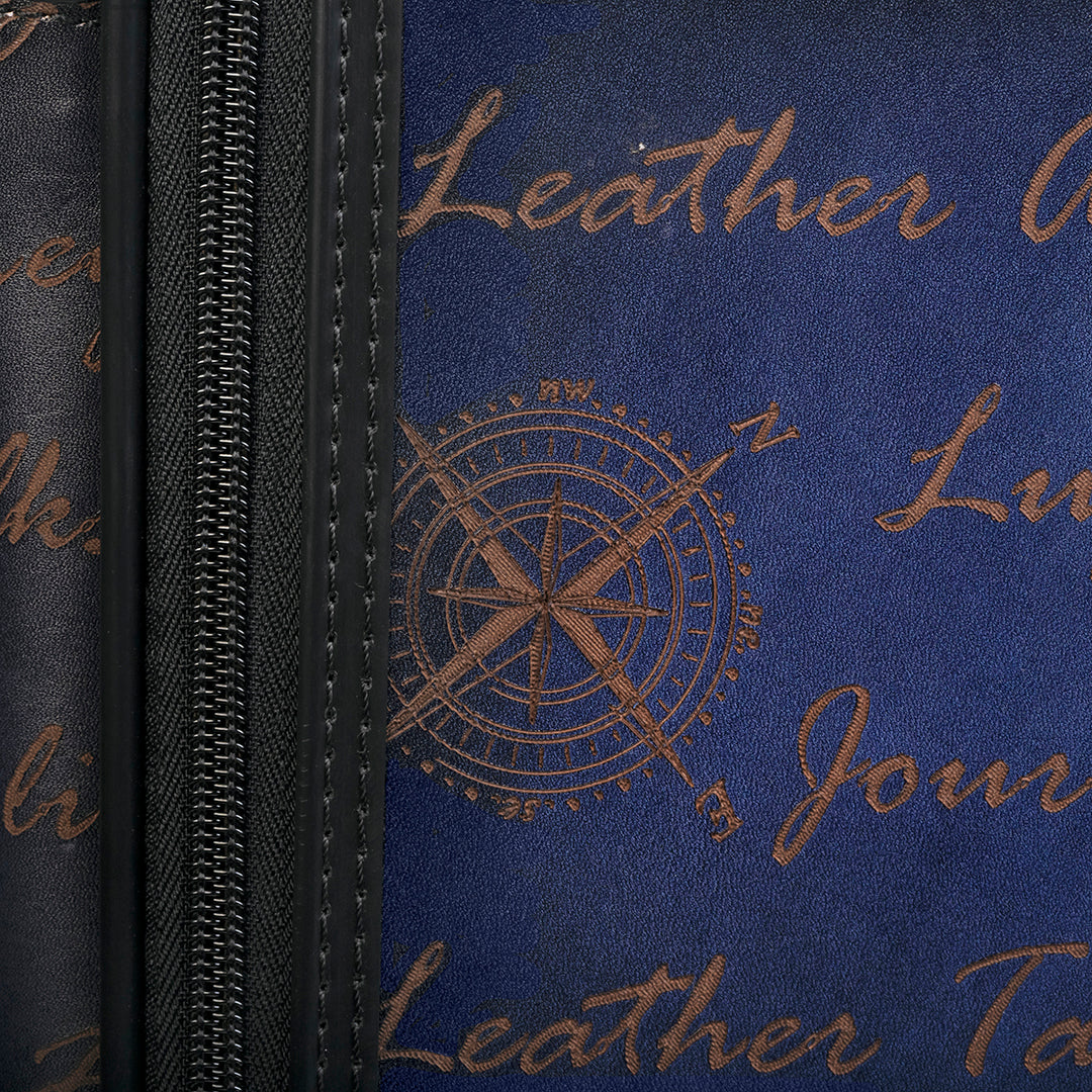 Premium Genuine Leather Blue Travel Trolley Bag Blue | Business Travel Trolley Bag | Overnighter Trolley | Cabin Luggage | Business trip trolley