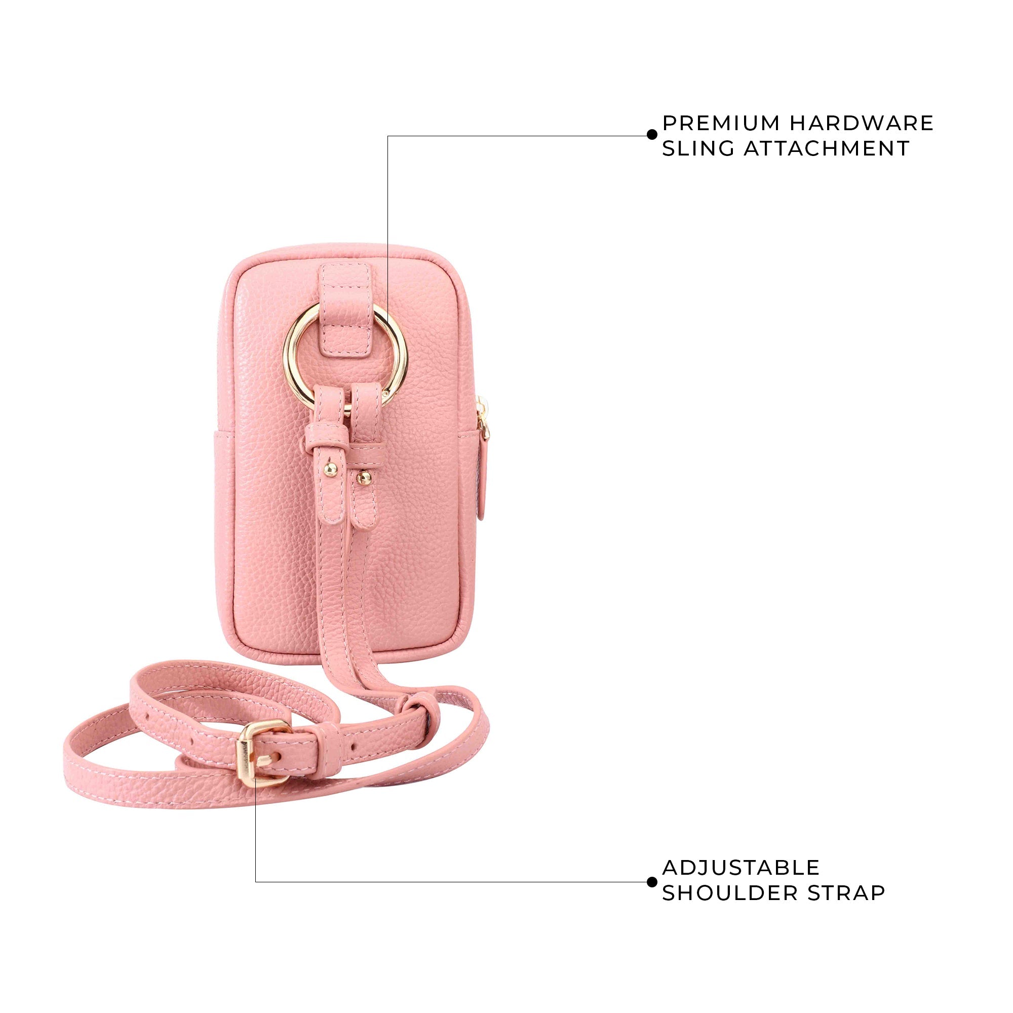 Hydra Mobile Bag for Women | 100% Genuine Leather | Lifetime Service Warranty | Color: Pink