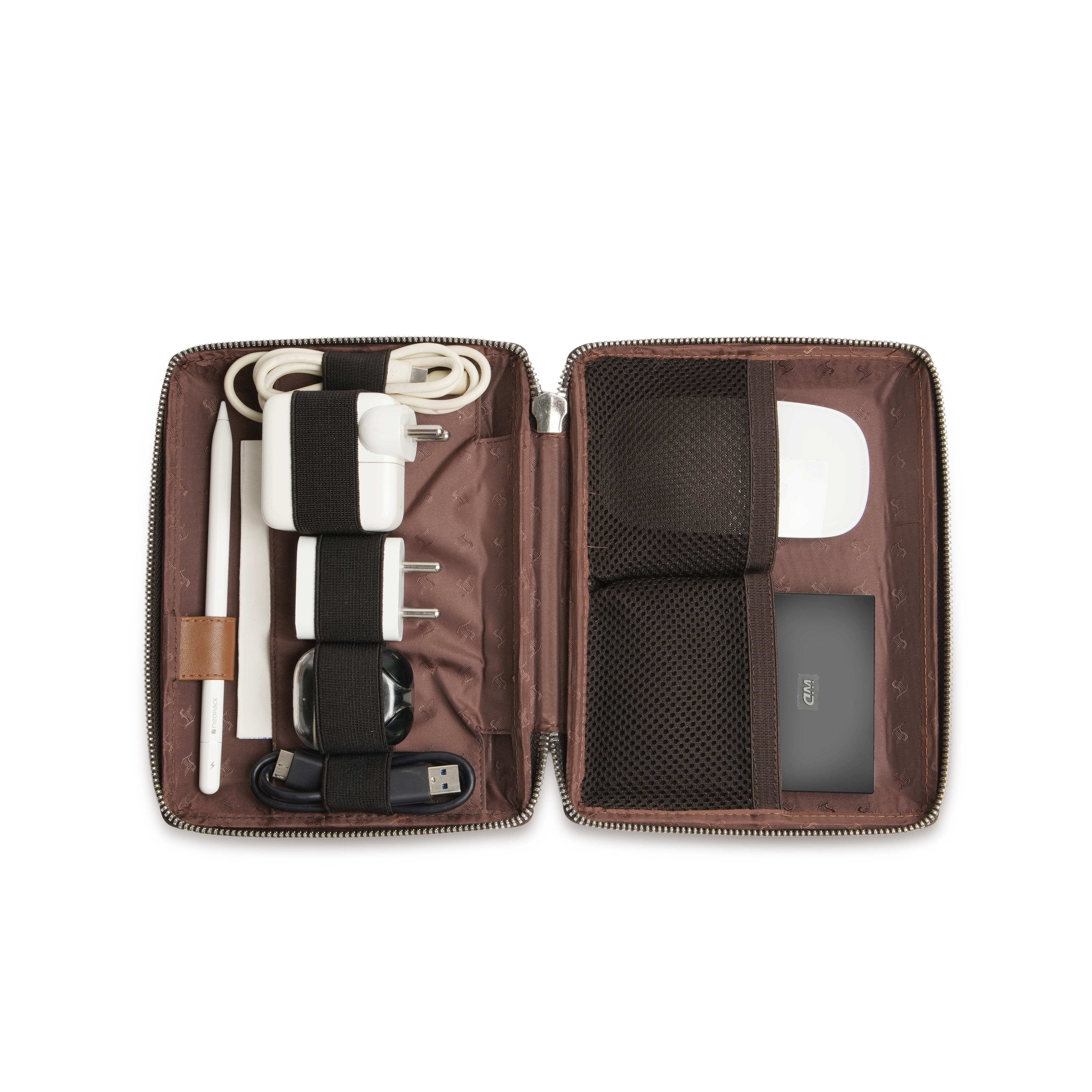 Set of II Combo Set | Harbinger Tech Kit & Mini Notebook | Genuine Leather Tech Organizer Case | Travel Cable Storage Bag | Luxury Electronic Accessories Pouch for Chargers, Wires & Gadgets | Color: Tan Leather Talks