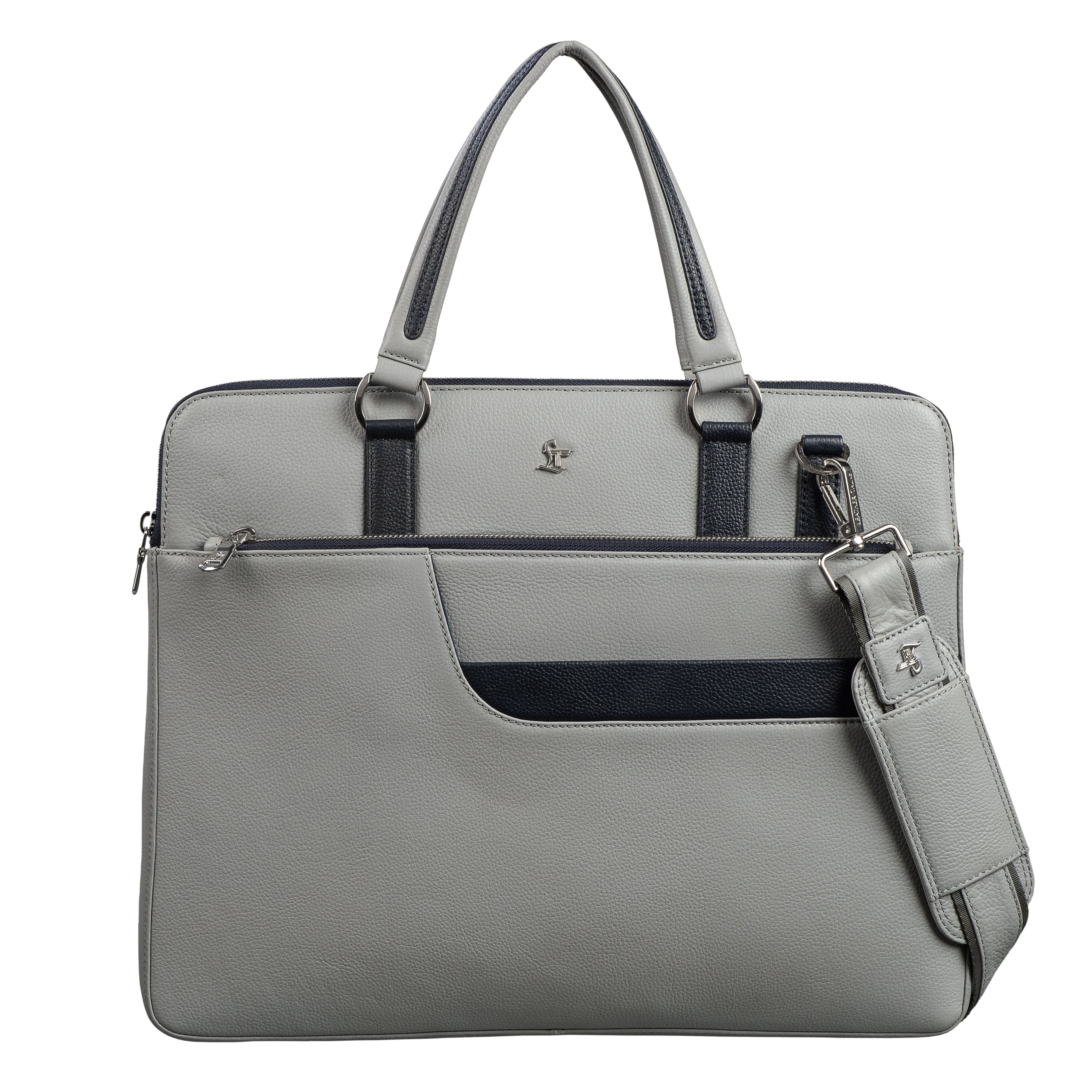 Kripto Genuine Leather Laptop Bag | Leather Folio bag | Office Bag for Men | Color: Grey LeatherTalks