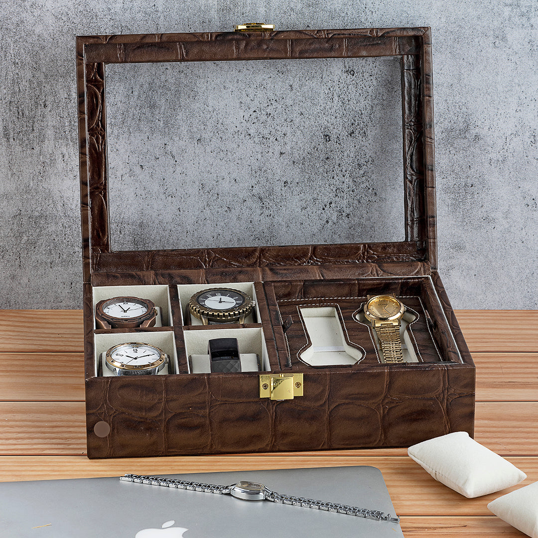 Galio Watch Box for Men & Women | 100% Genuine Leather | Color: Brown