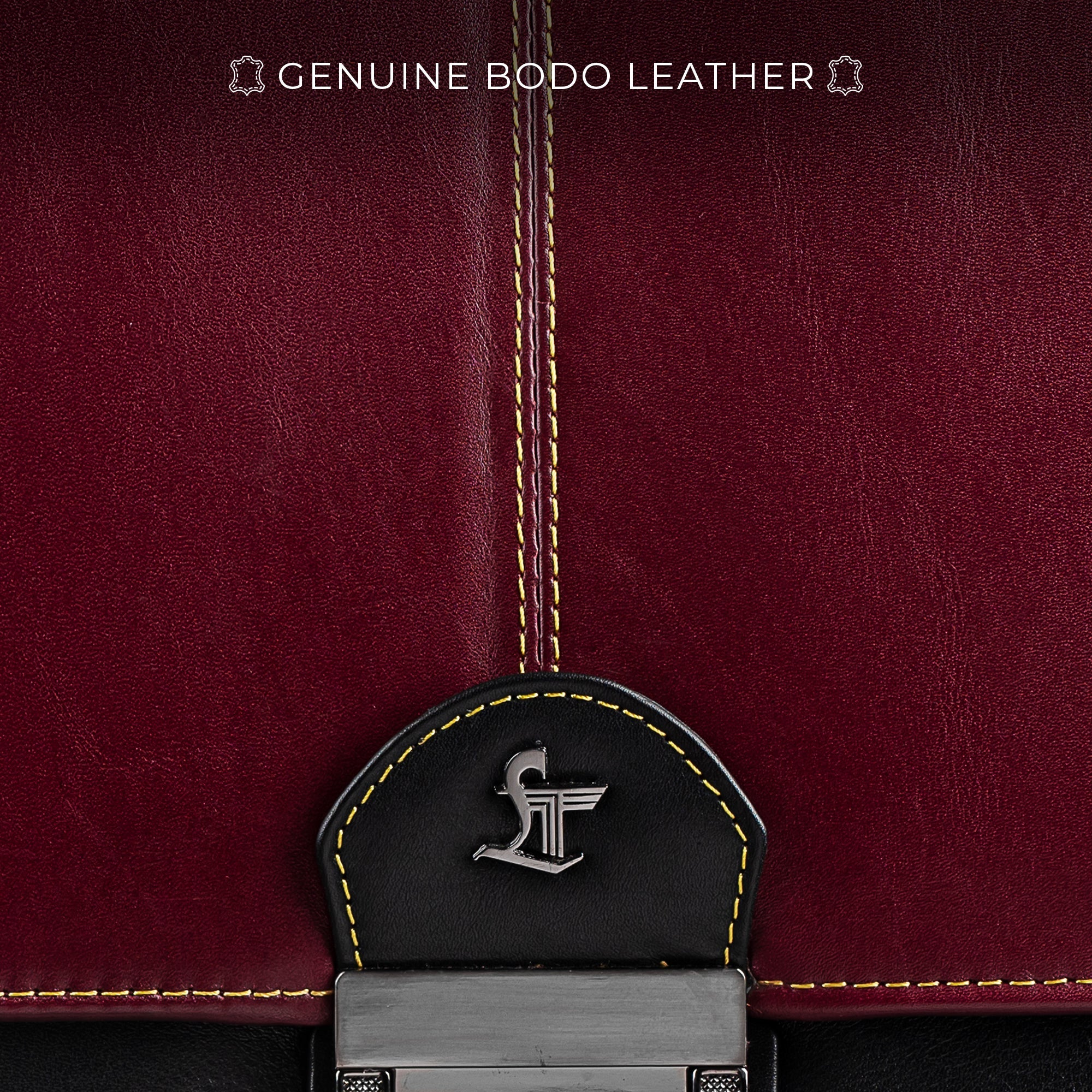 Chris Brown I | Luxury Leather Laptop/Office Bag | Genuine Leather Folio Bag | Color: Cherry