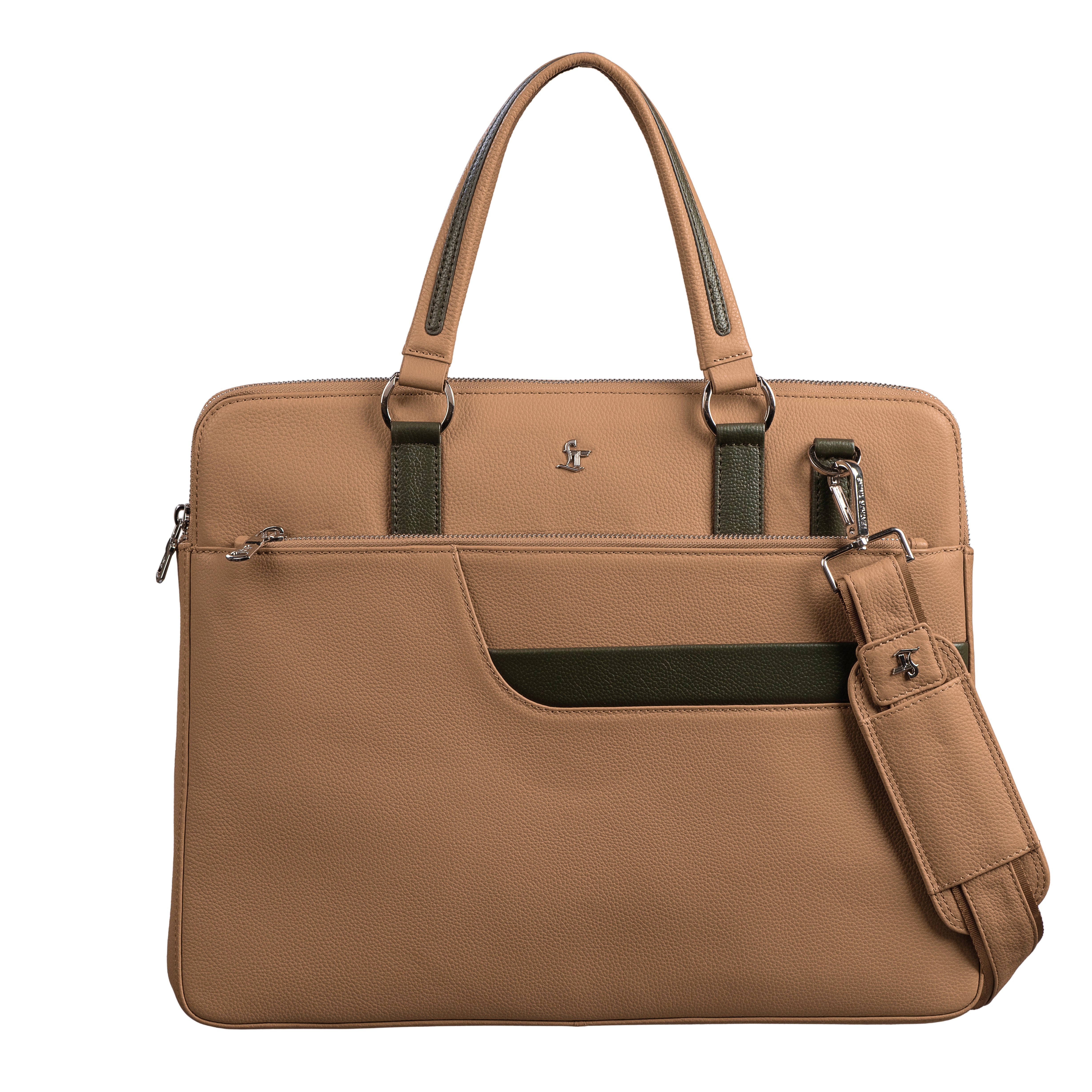 Genuine Leather Laptop Folio Bag – Office Bag for Men with Shoulder Strap