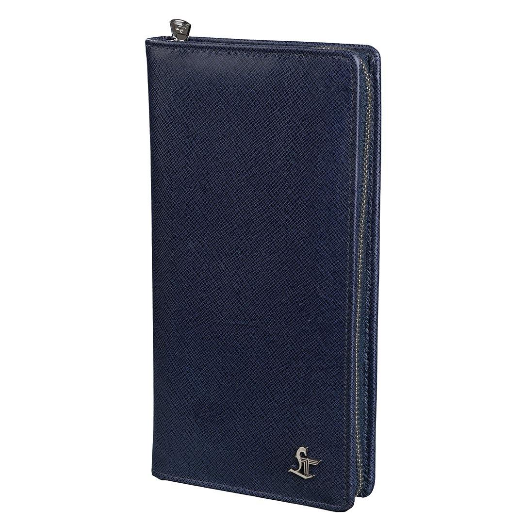 Full Zip Travel Wallet | 100% Genuine Leather | Color: Blue