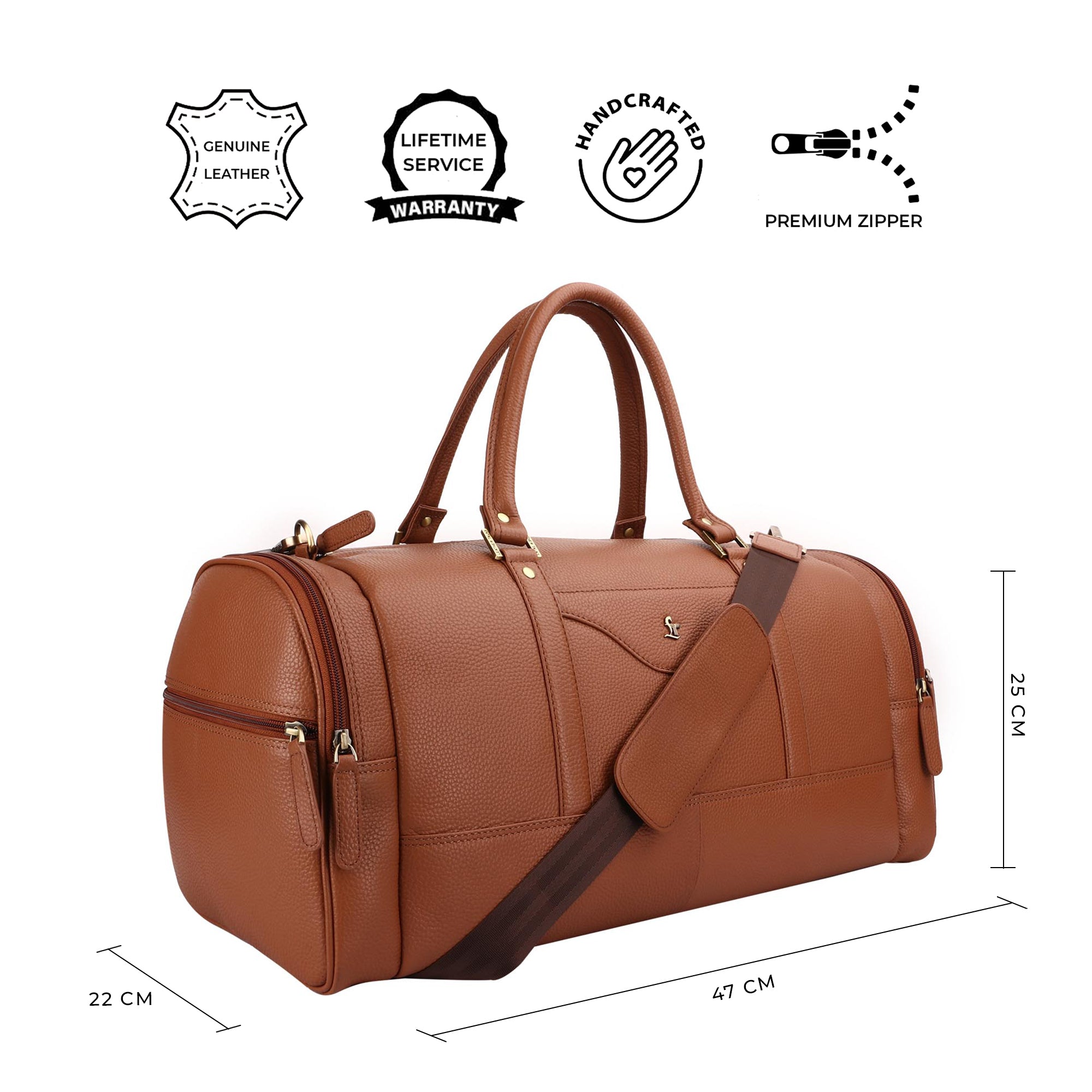 Bush Duffle Bag | Genuine Leather Travel Bag | Duffle Bag for Women | Color: Tan Leather Talks