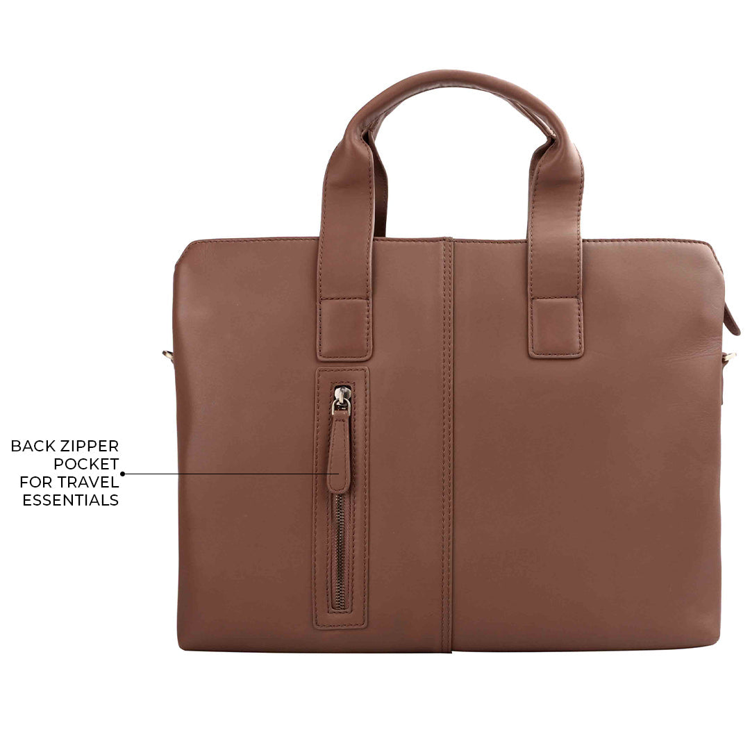 Georgia Collection | Leather Portfolio Bag | For Office Use | Colour - Beige & Tan Leather Talks