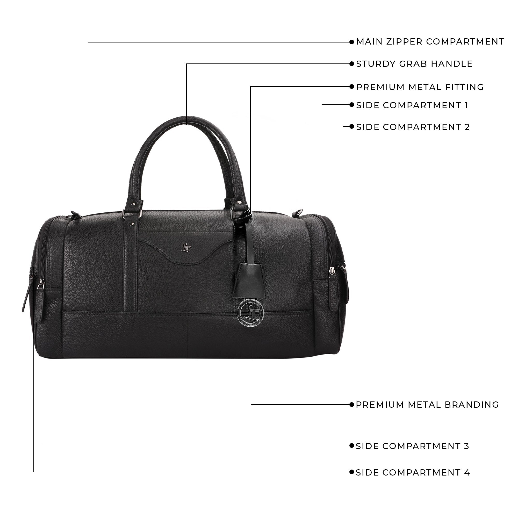 Bush Duffle Bag | Genuine Leather Travel Bag | Duffle Bag for Men | Color: Black & Brown Leather Talks