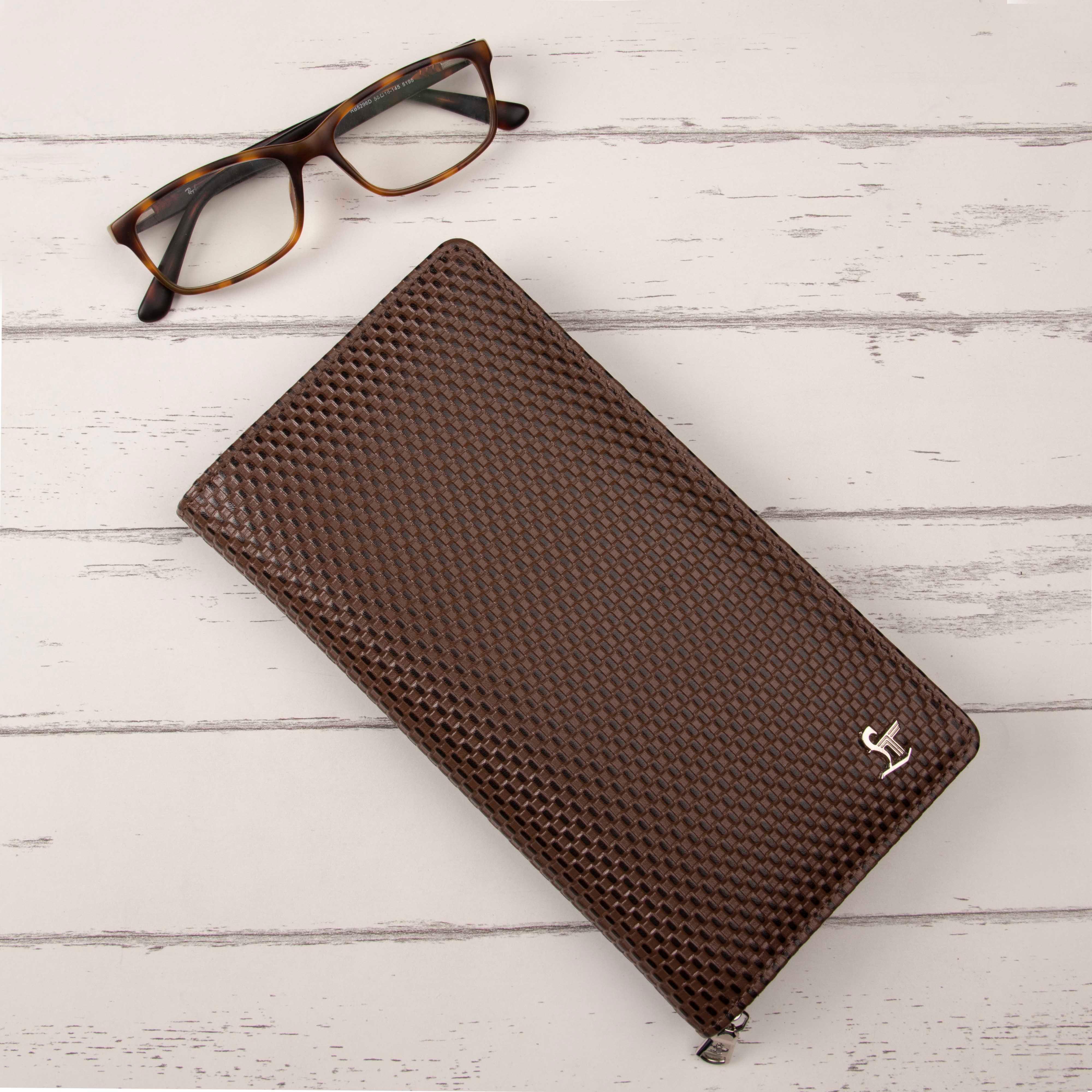 Full Zip Passport Travel Wallet For Men | 100% Genuine Leather | Color: Brown