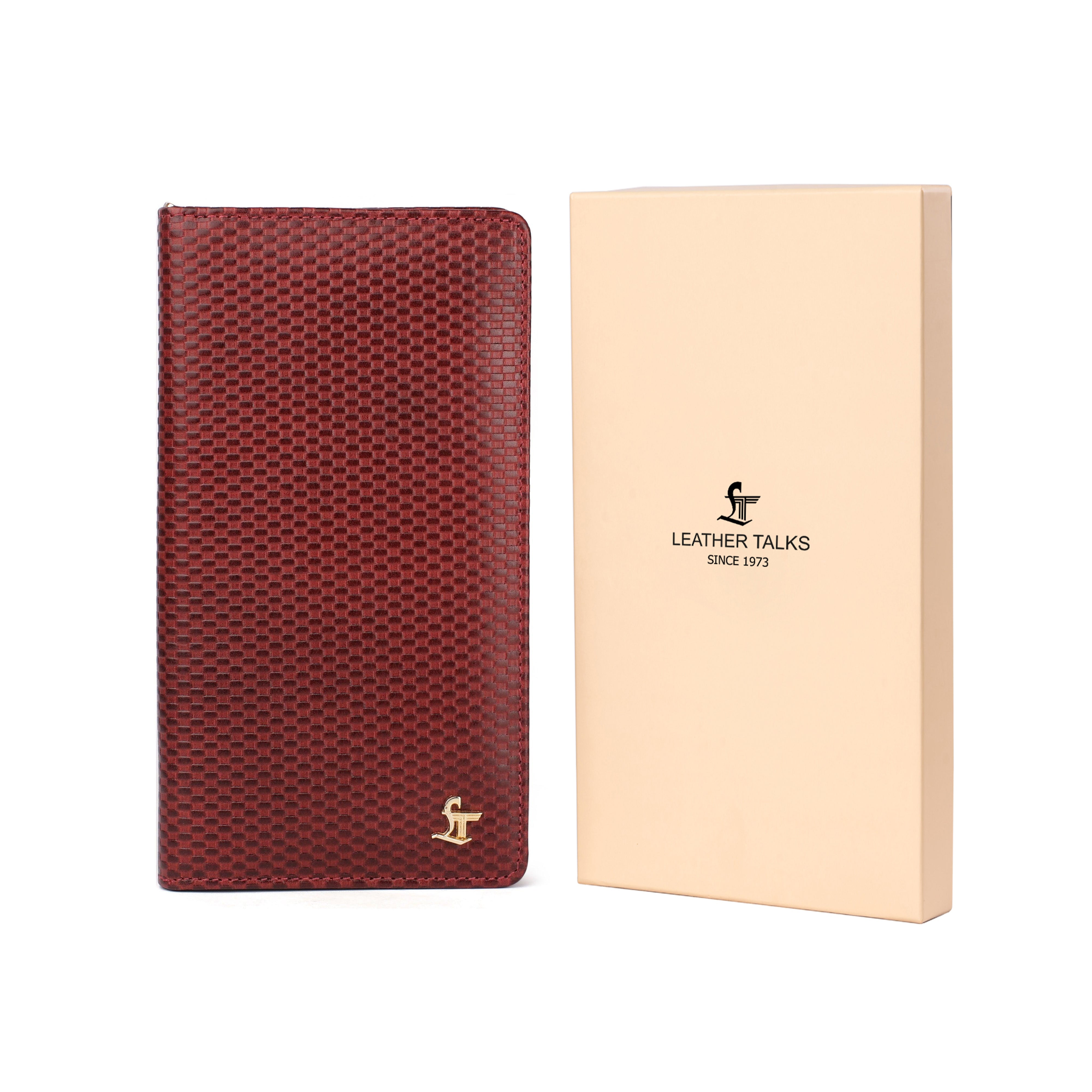 Full Zip Passport Travel Wallet For Men | 100% Genuine Leather | Color: Brown & Cherry Leather Talks