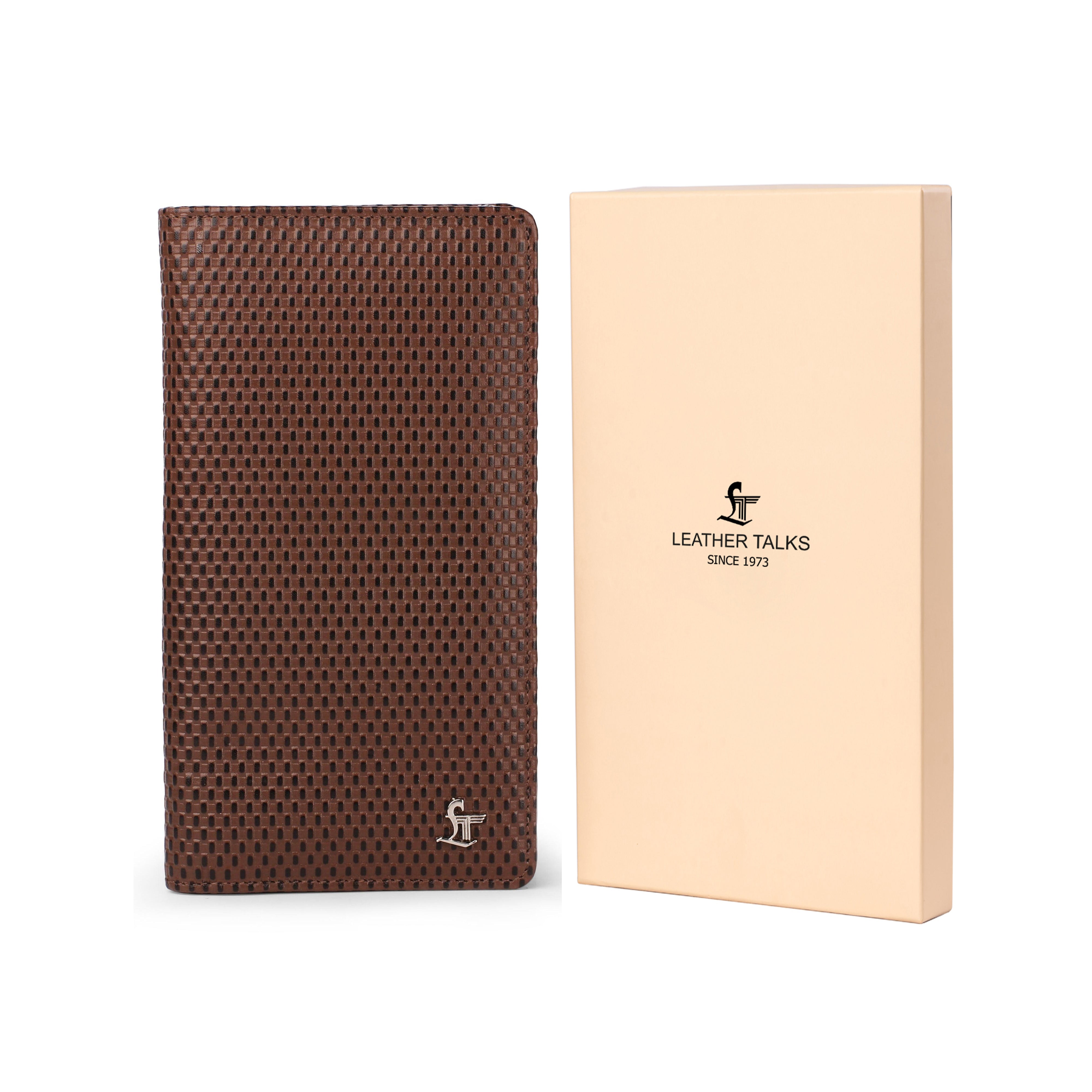 Full Zip Passport Travel Wallet For Men | 100% Genuine Leather | Color: Brown & Cherry Leather Talks