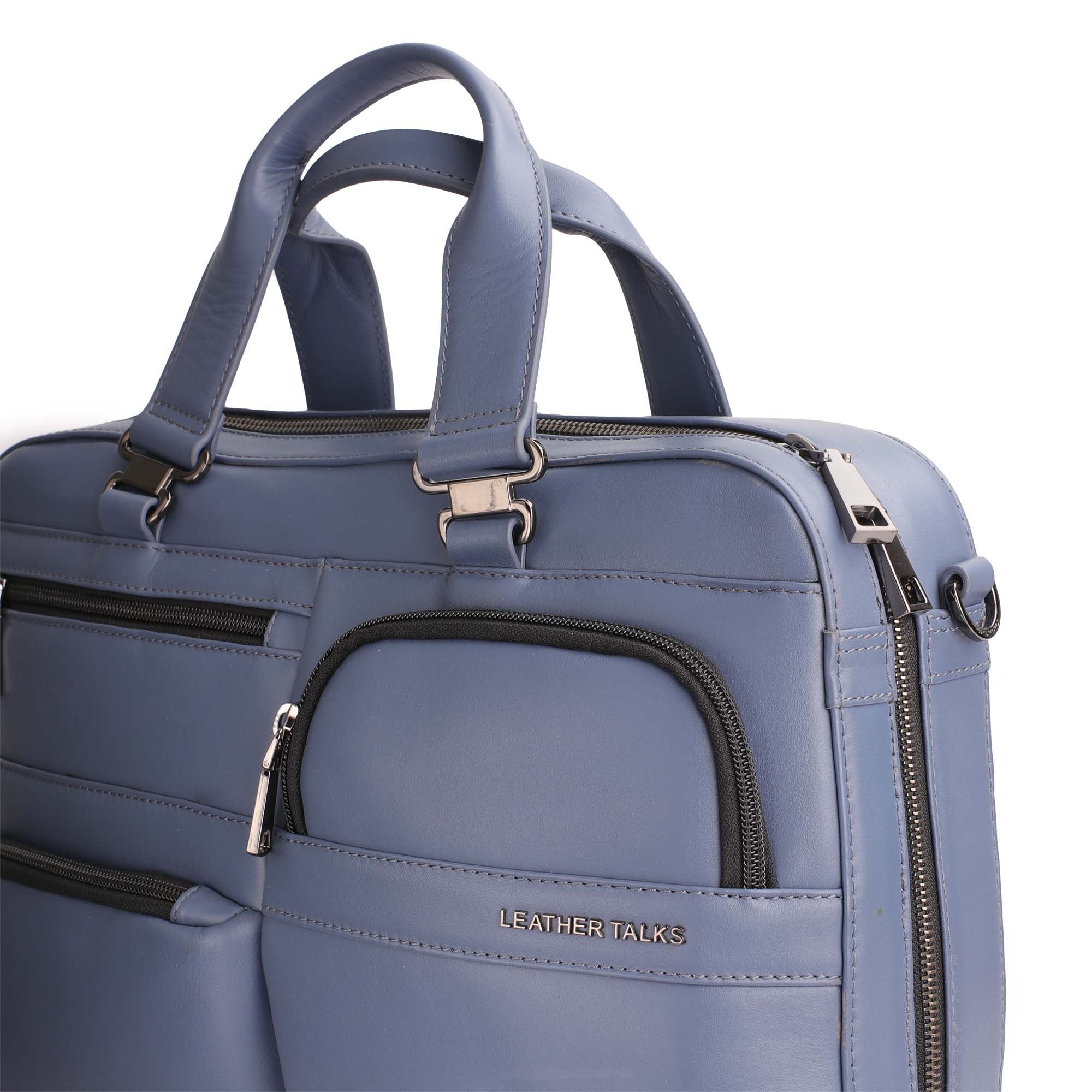 Jacob | Leather Briefcase For Men | 100% Genuine Leather | For Office | Colour: Blue
