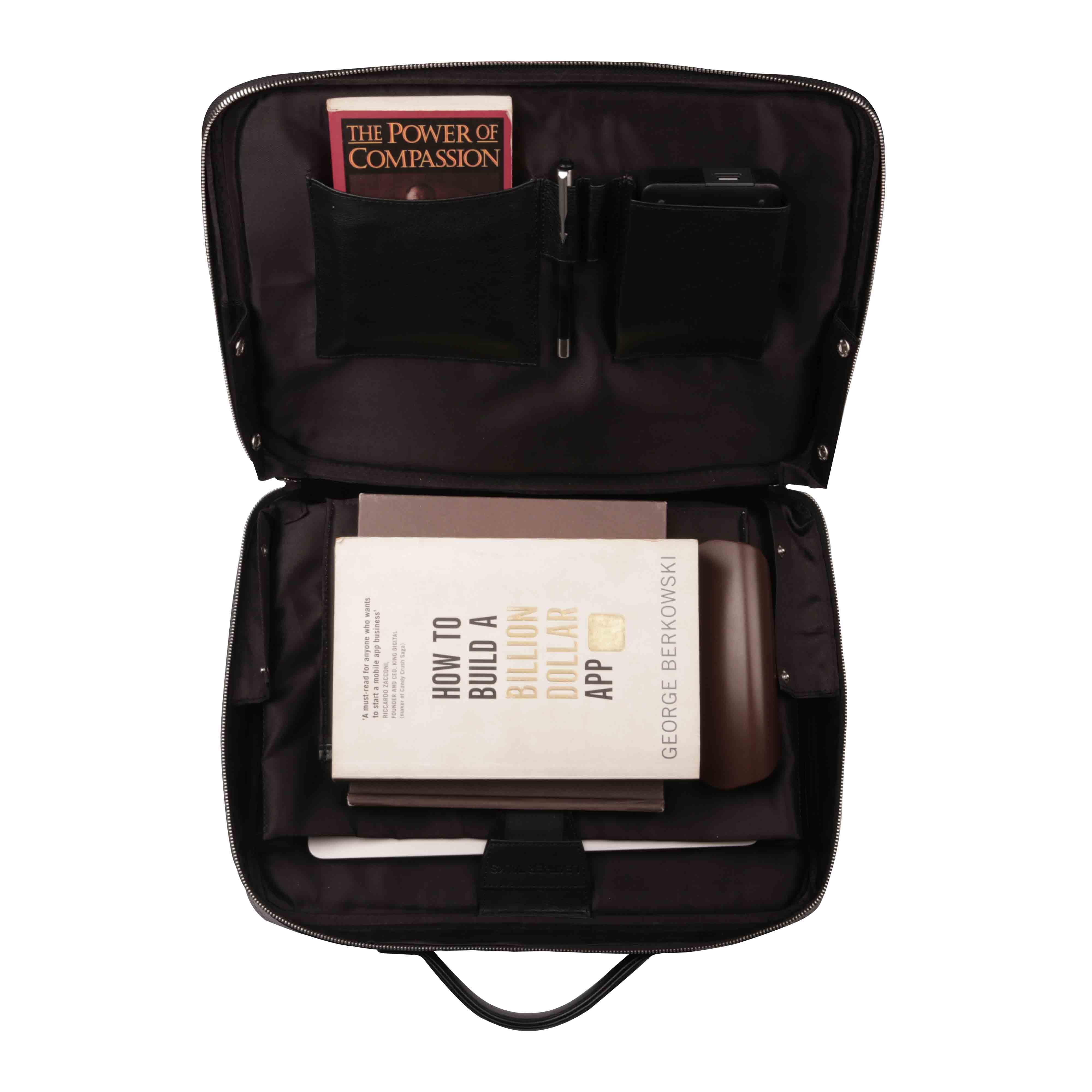 Leather folio bag for office