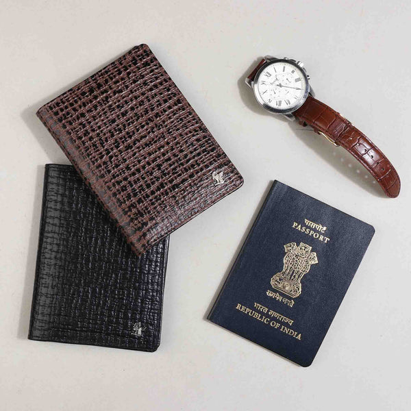 Accord Passport Cover | 100% Genuine Leather | Color: Black & Brown