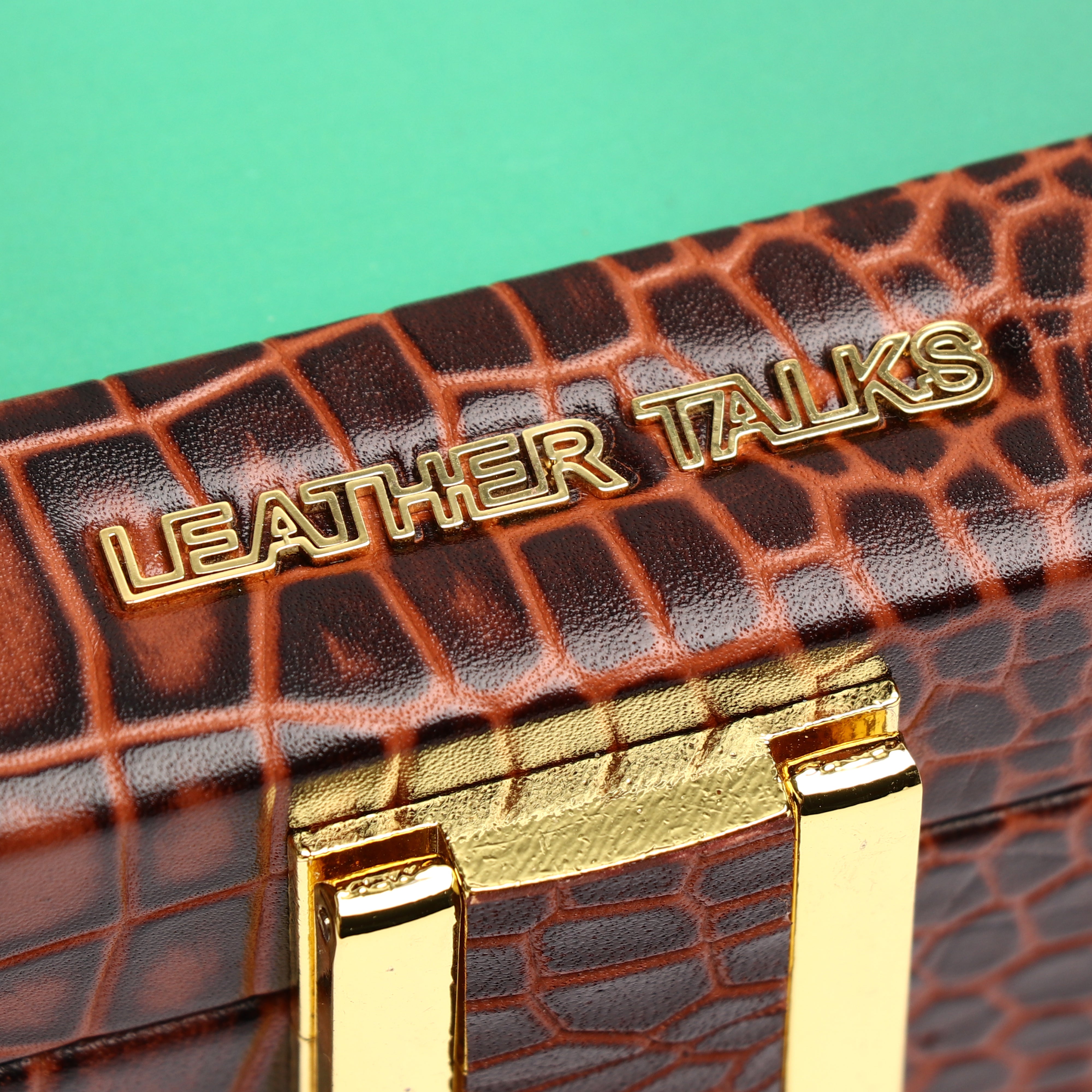 Leather Poker Box | Croco Embossed Genuine Leather | Color: Cherry Leather Talks