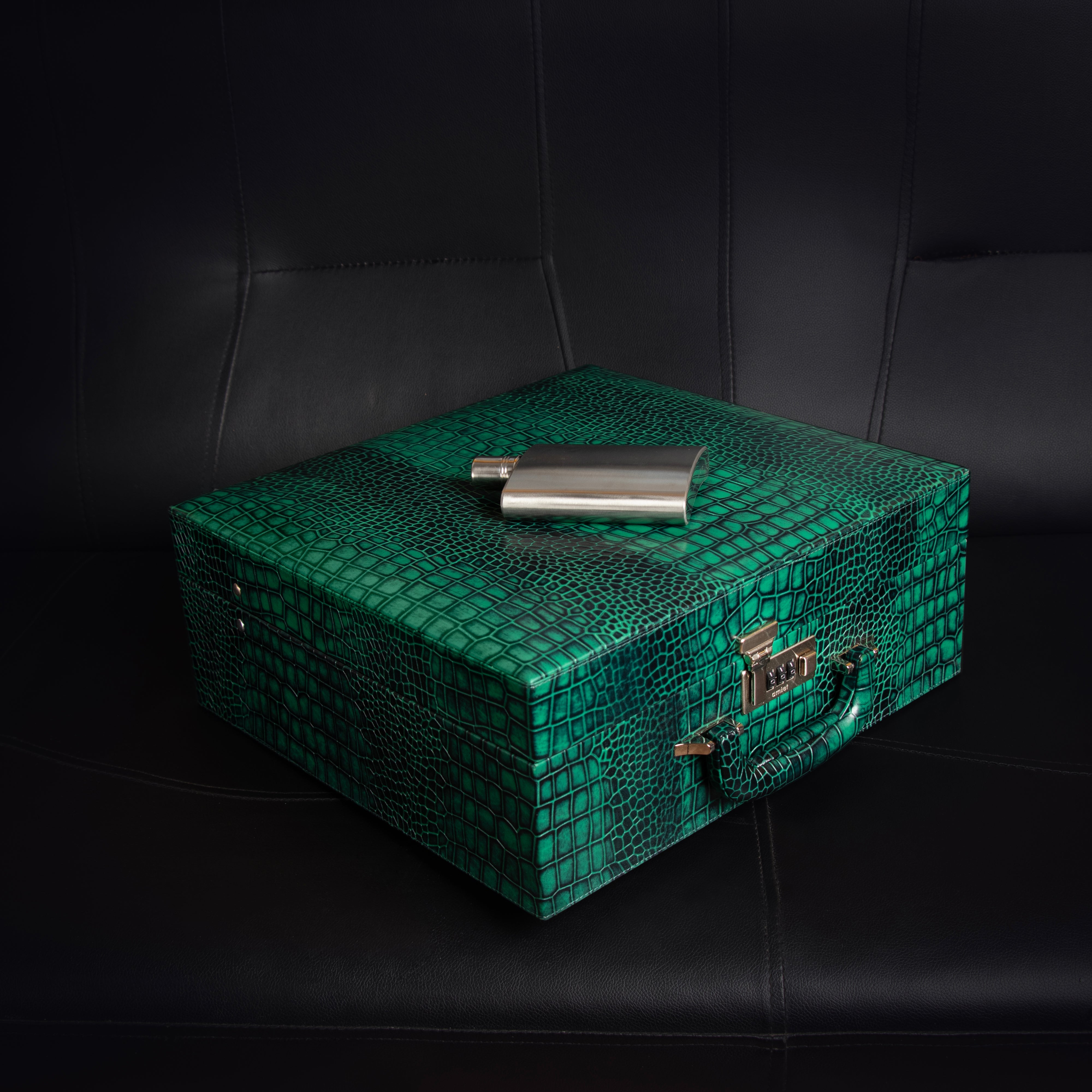 Luxury Genuine Leather Desktop Planner Set | Premium Corporate Diwali Gift for CEOs & Executives | Color: Green Leather Talks