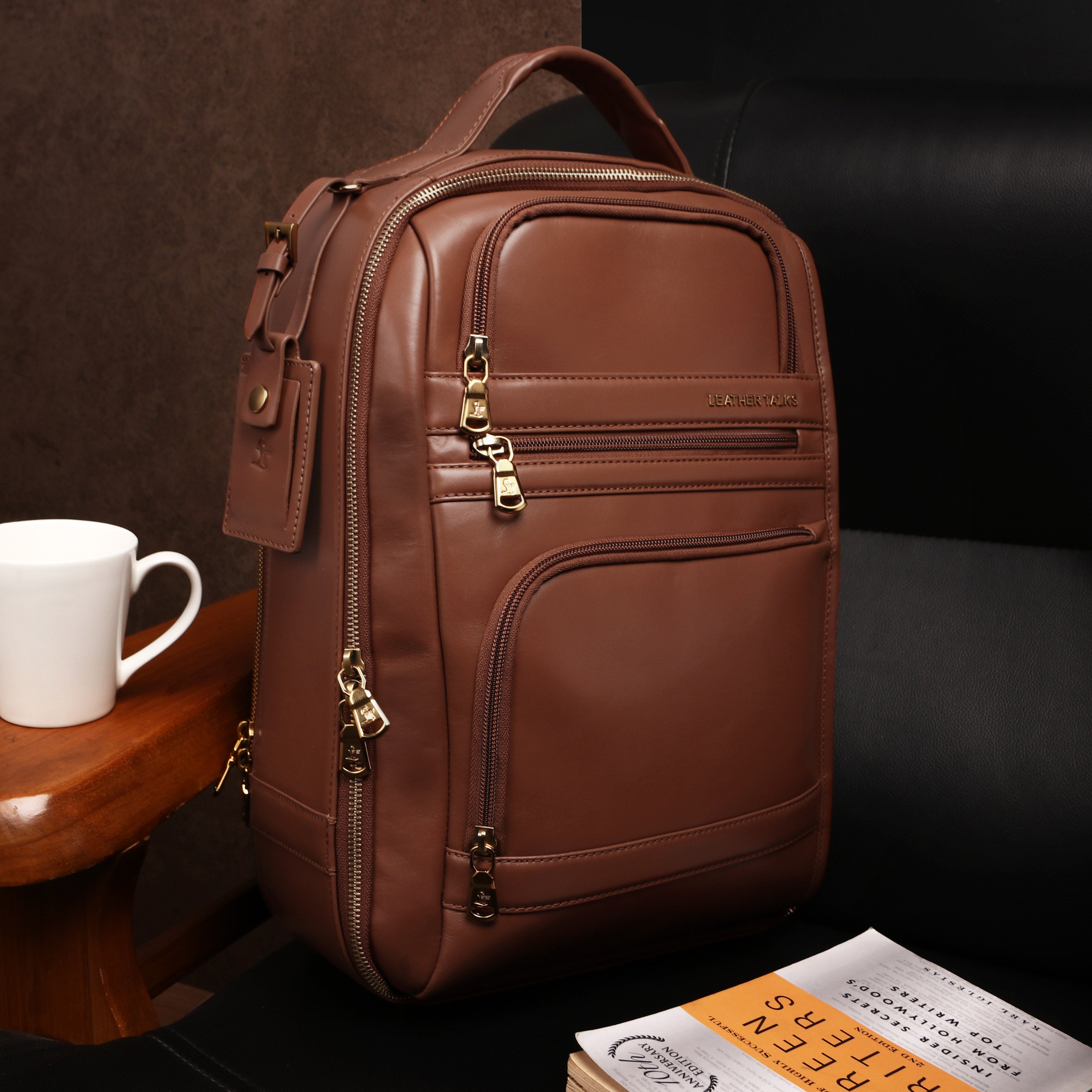 Jacob V 2.0 | Leather Backpack for Men | Lifetime Service Warranty | 100% Genuine Leather | Color: Tan