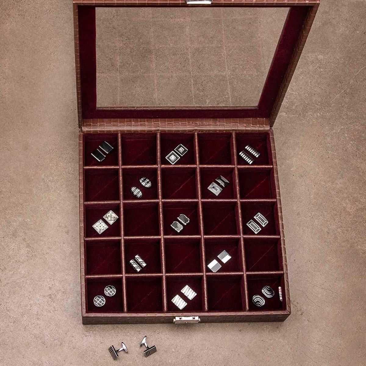 Leather Cufflinks Box (25 Pairs) - Leather Talks