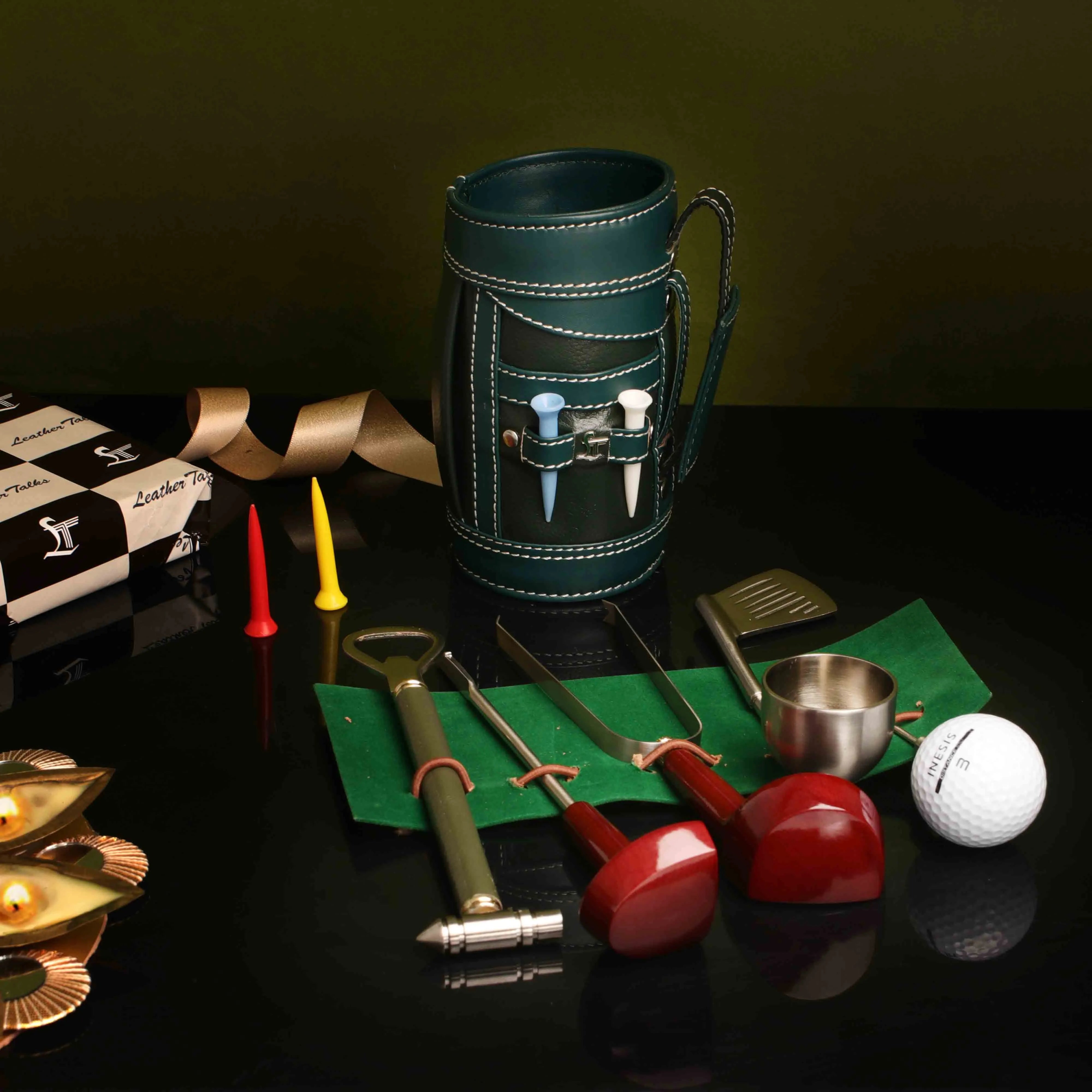 Golf Bar Set | Leather Golf Bar Set | Barware Set | Bartender Kit LeatherTalks
