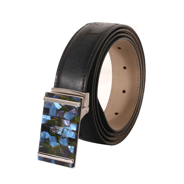 Leather belt with buckle