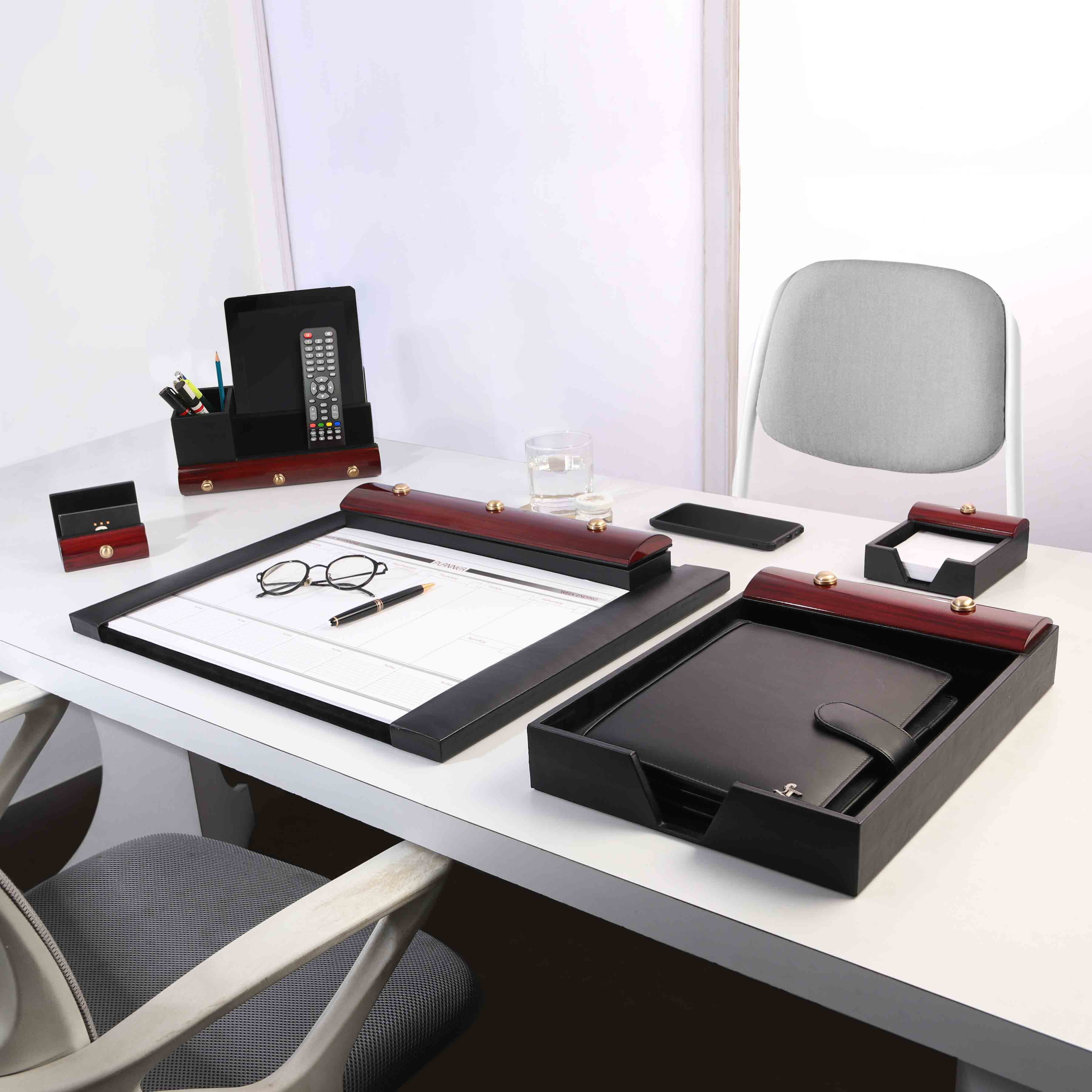 Genuine Leather wooden desktop planner