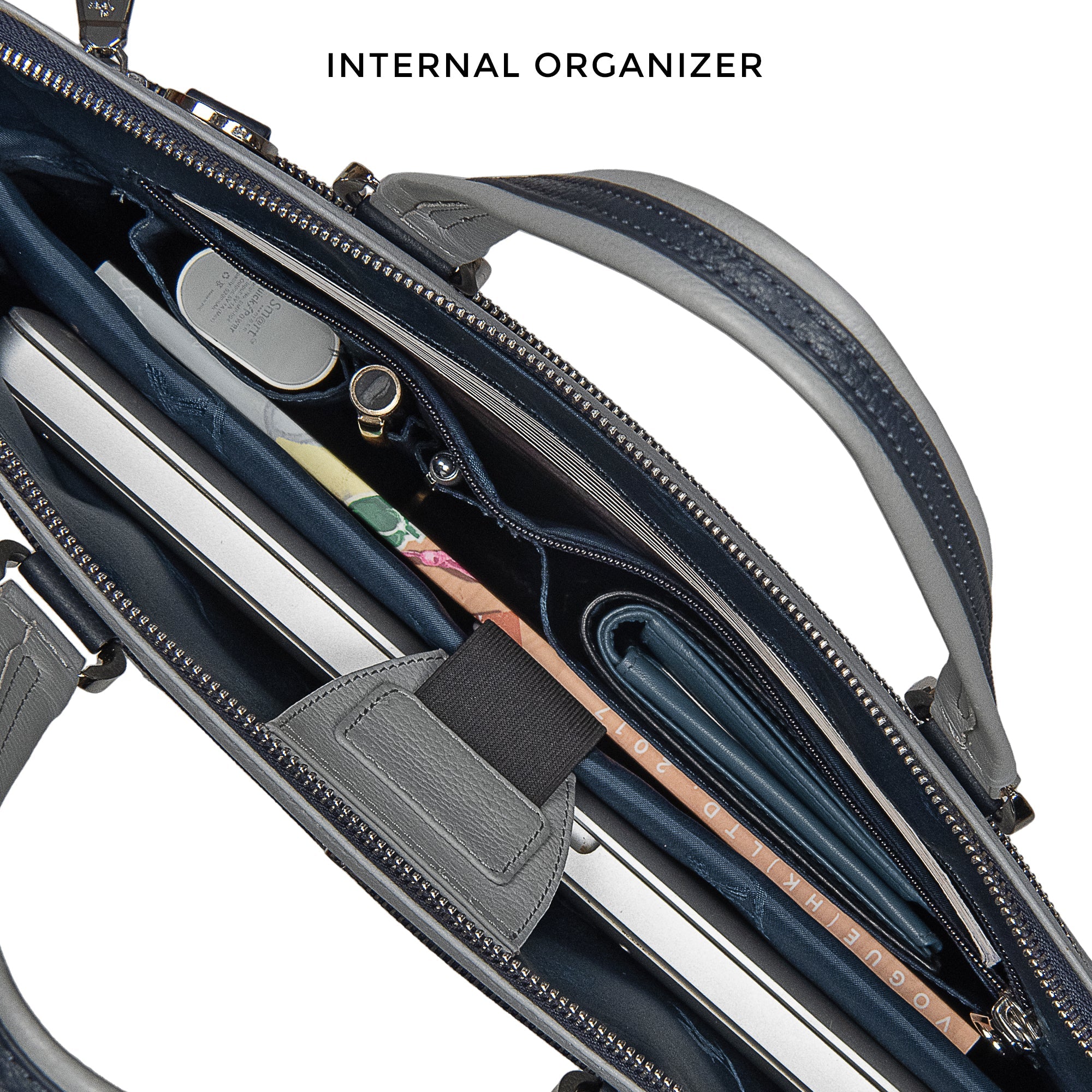 Kripto Genuine Leather Laptop Bag | Leather Folio bag | Office Bag for Men | Color: Grey LeatherTalks