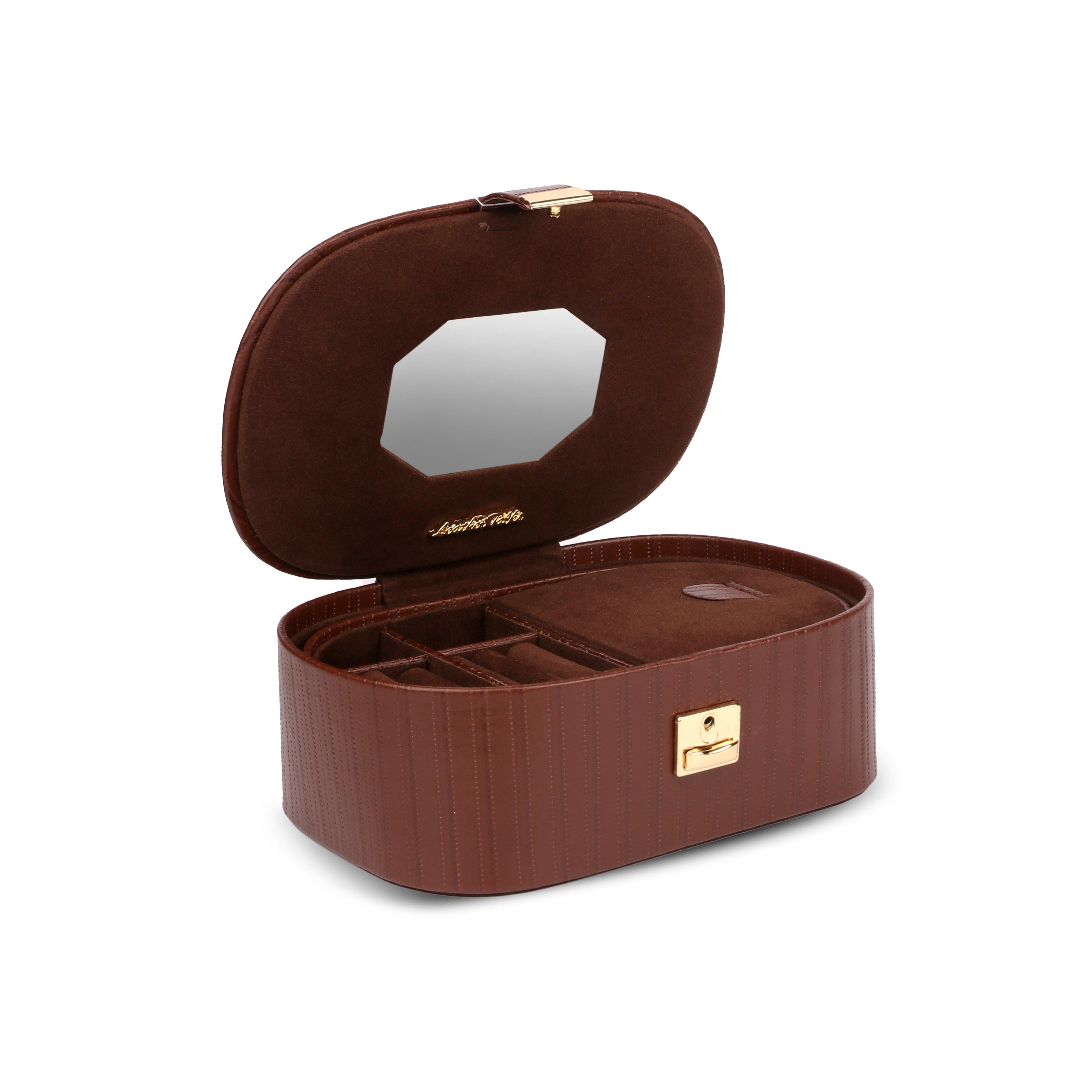 Jewellery Box III | Leather Jewellery storage Box | Color: Stich Cherry, Brown, Tan Leather Talks